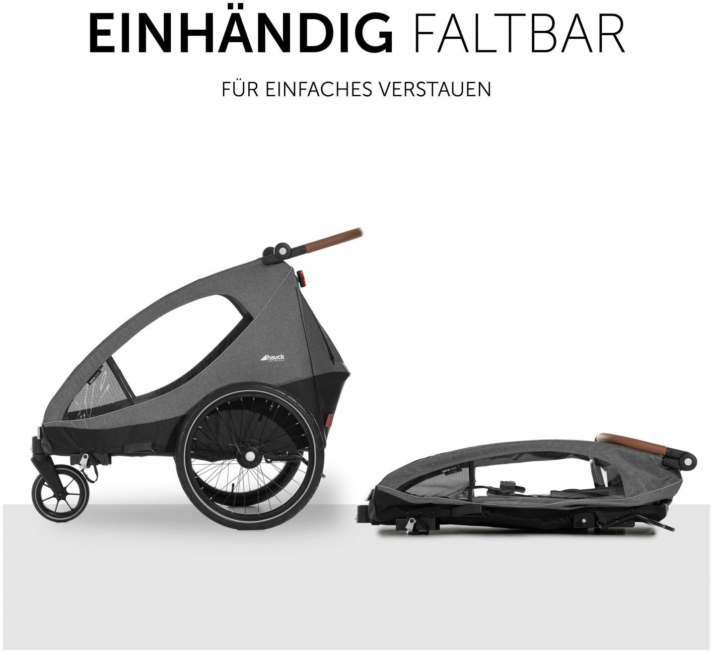 Hauck Fahrradkinderanhänger »2in1 Bike Trailer und Buggy Dryk Duo, melange grey« für 2 Kinder; inklusive Deichsel