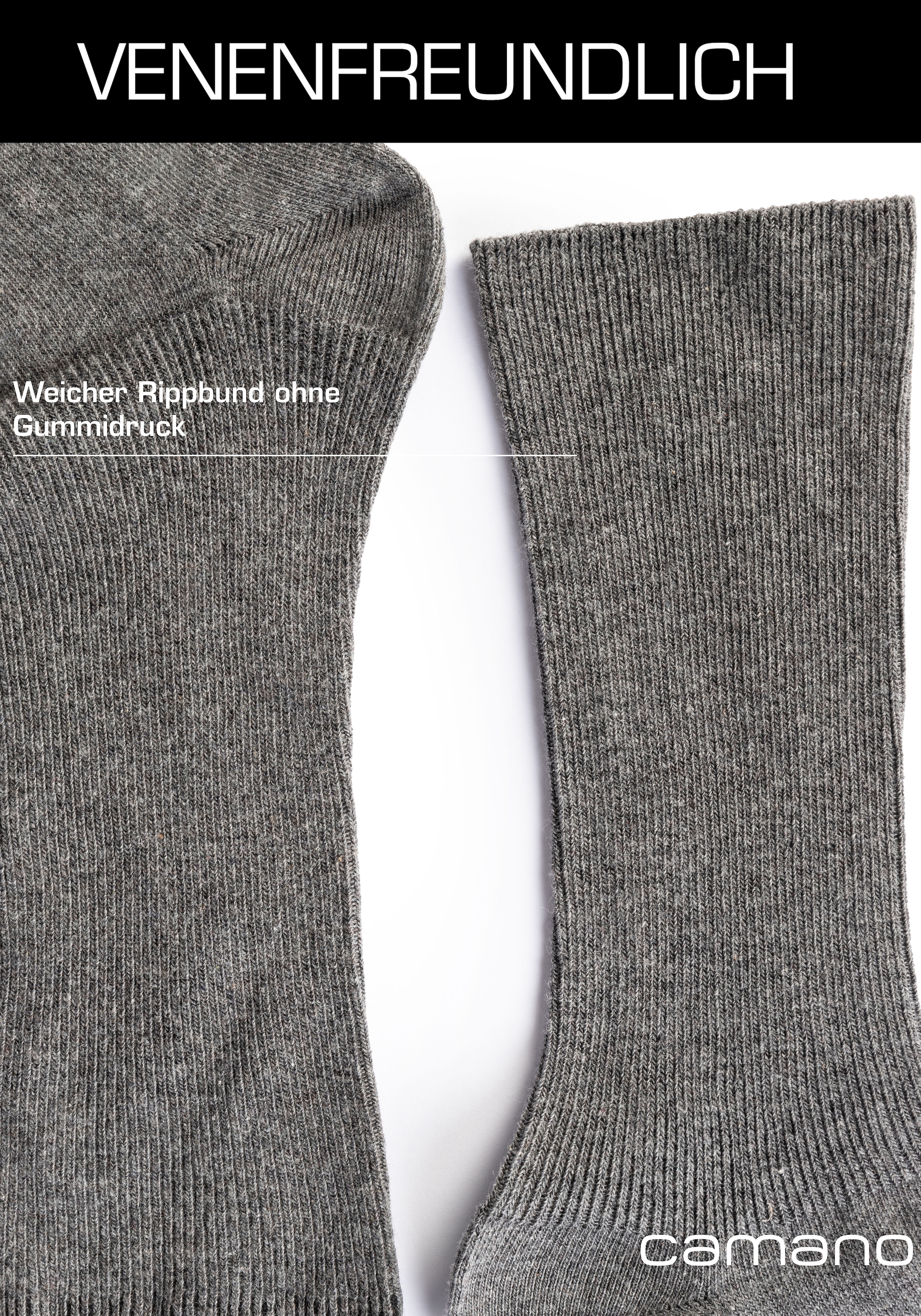 Camano Diabetikersocken »comfort«, (4 Paar), Superweiche Bündchen, Venenfreundliche Socken