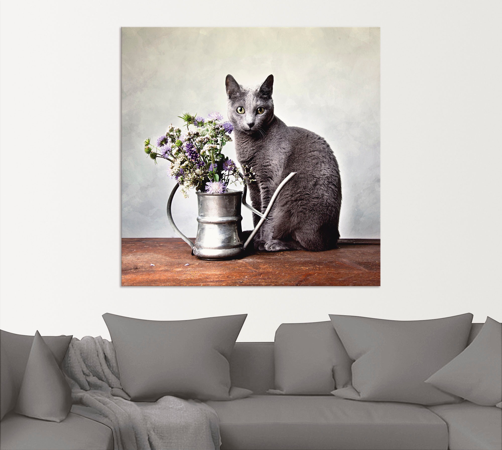 Artland Wandbild »Katze mit Deko«, Haustiere, (1 St.), als Alubild, Outdoorbild, Leinwandbild in verschied. Grössen