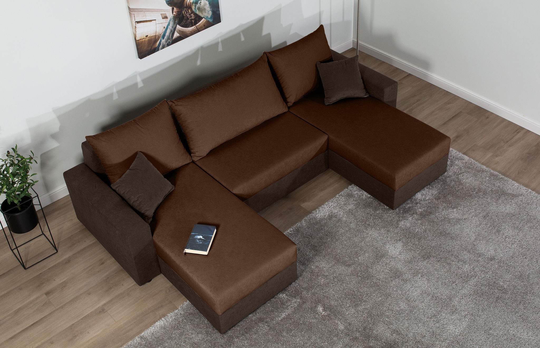 COLLECTION AB Wohnlandschaft »Pico U-Form, B: 252 cm« Schlaffunktion, Bettkasten & 2 Zierkissen