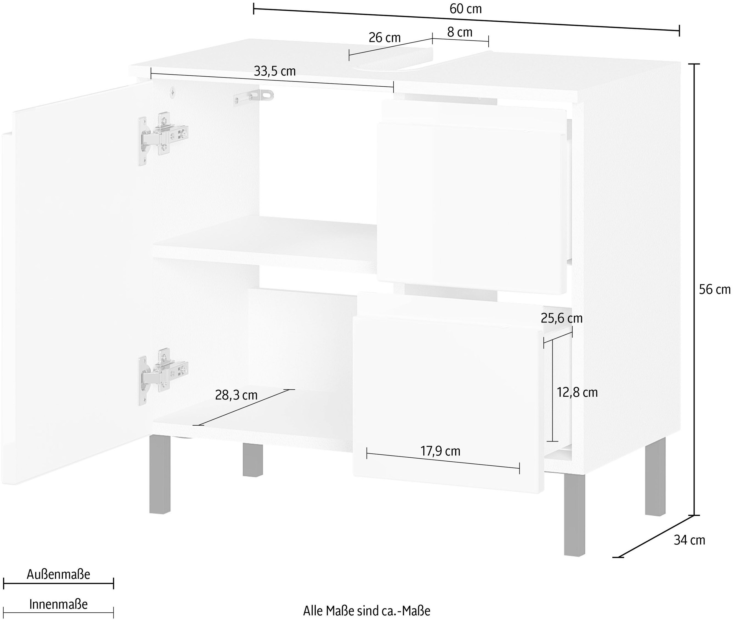 GERMANIA Waschbeckenunterschrank »Scantic«, (1 St.), mit Siphonausschnitt