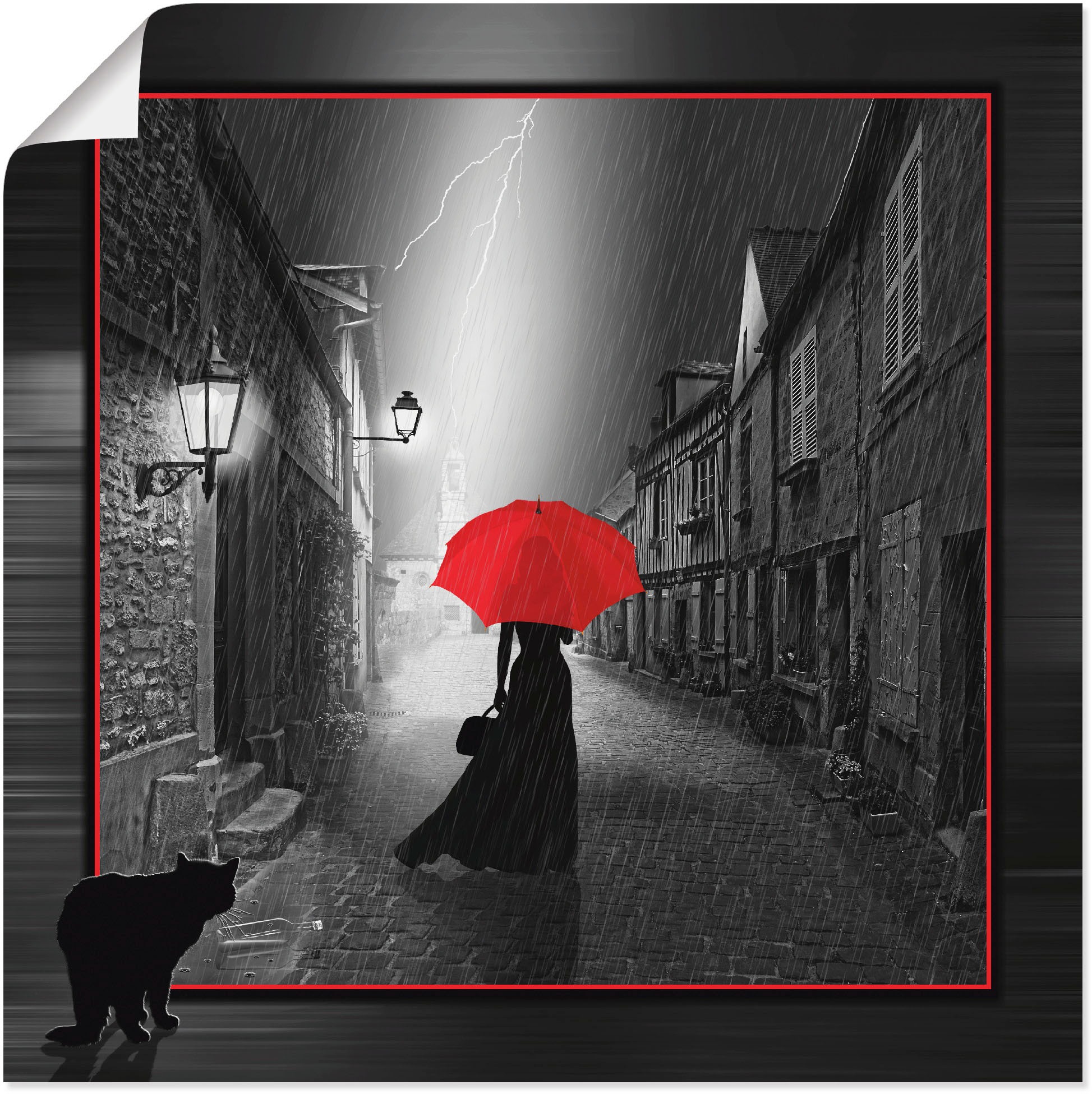 Artland Wandbild »Die Frau mit dem roten Schirm 2«, Frau, (1 St.), als Leinwandbild, Poster, Wandaufkleber in verschied. Grössen