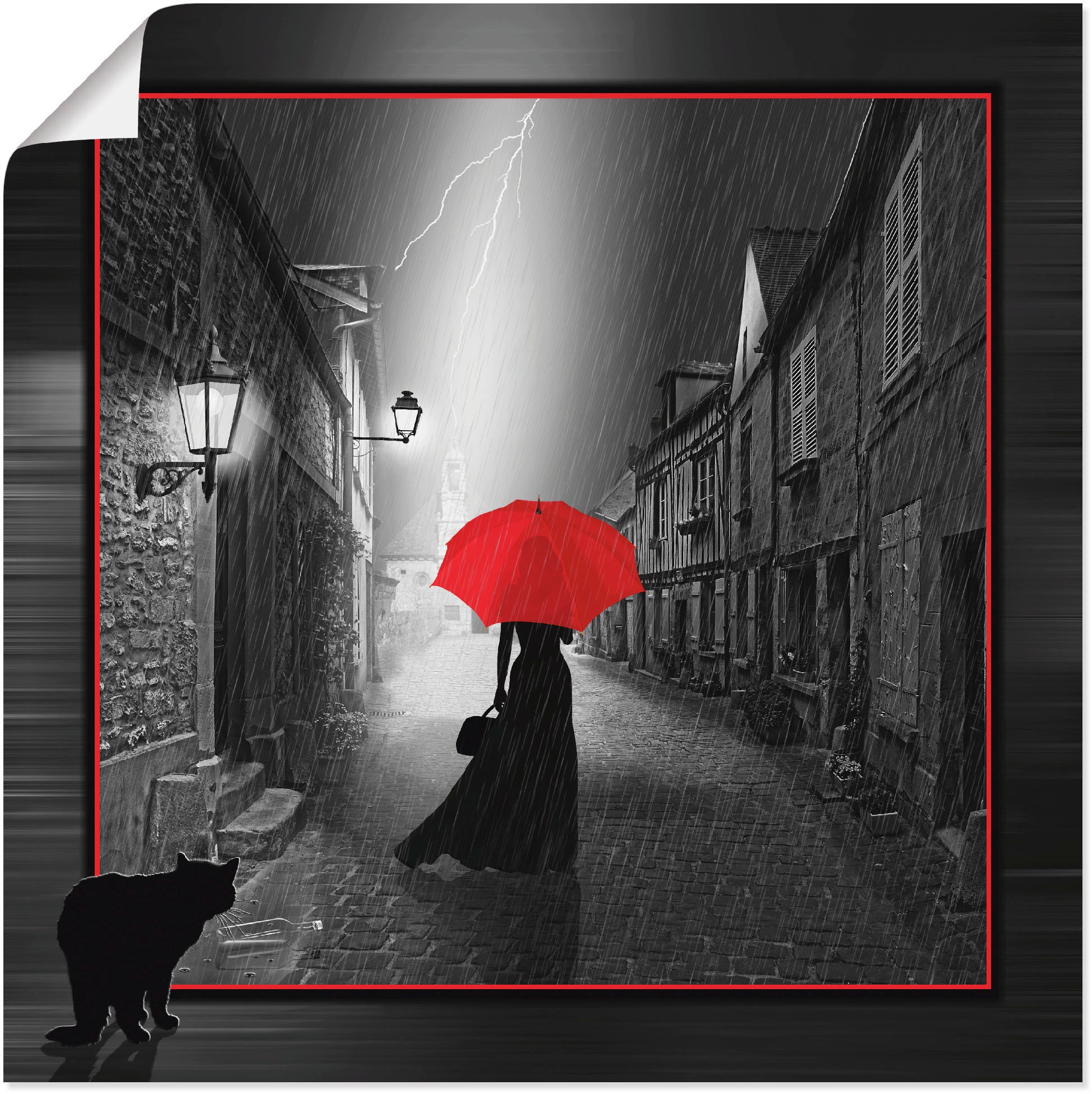 Image of Artland Wandbild "Die Frau mit dem roten Schirm 2" Frau 1 Stk. tlg. als Leinwandbild, Poster in verschied. Grössen