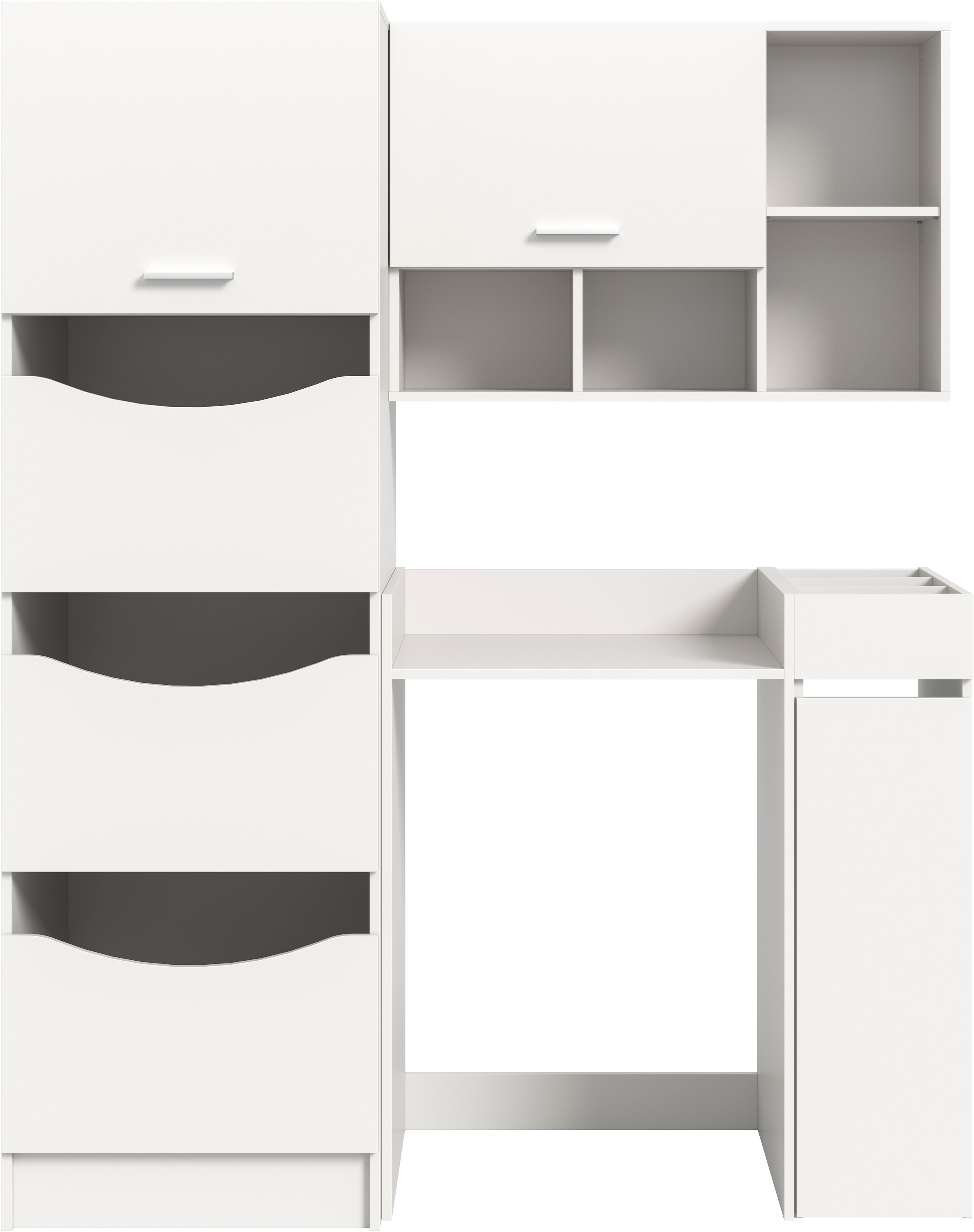 welltime Badmöbel-Set »FALAS, TOPSELLER!, 4-teilig, Hauswirtschaftsraum Set, Breite 126 cm« Set, Wäschschrank, Waschmaschinenumbauschrank, Standregal, Hängeschrank, 4 Stk. tlg.