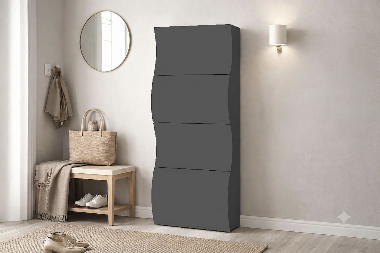 Home affaire Schuhschrank »Schuhschrank mit Klappen / Schuhkommode, Höhe 161 cm« onda 71 cm breit, Anthrazit,mit 4 klapptüren, made in italy