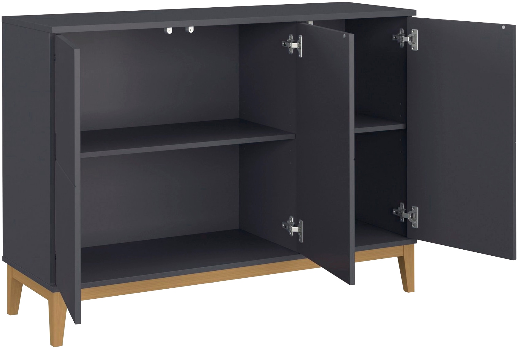 GOODproduct Buffet »Maryd Kommode mit 3 grifflose Türen und 2 verstellbare Einlegeböden« Commode, structure imitation bois, largeur 120 cm