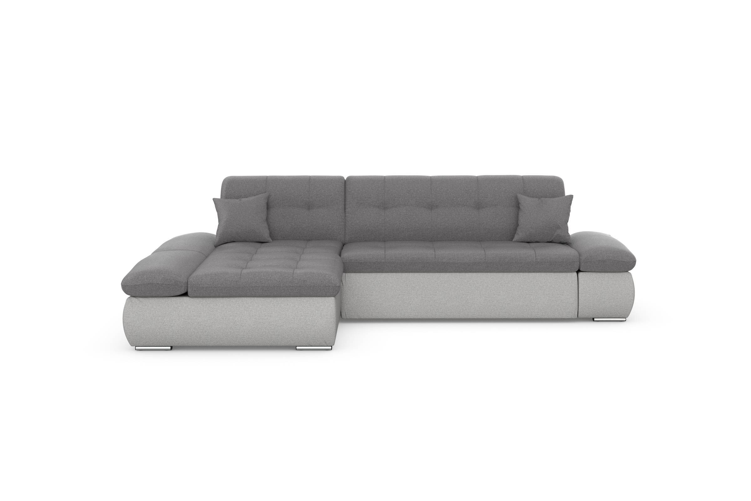 DOMO collection Ecksofa »Moric, L-Form, XXL-Sofa - Breite 300cm«, wahlweise mit Bettfunktion und Armteilverstellung, silberfarben-grau