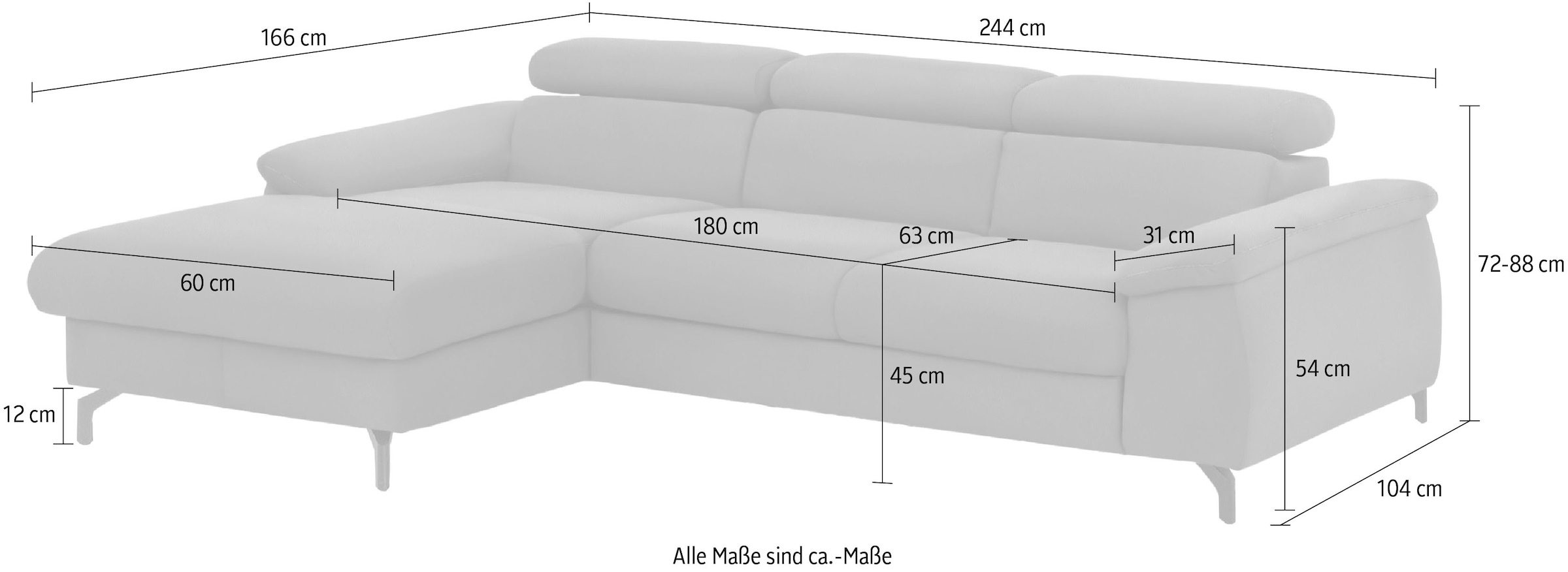 COTTA Ecksofa »Kitty L-Form«, inkl. Kopfteilverstellung, optional mit Bettfunktion u. Bettkasten