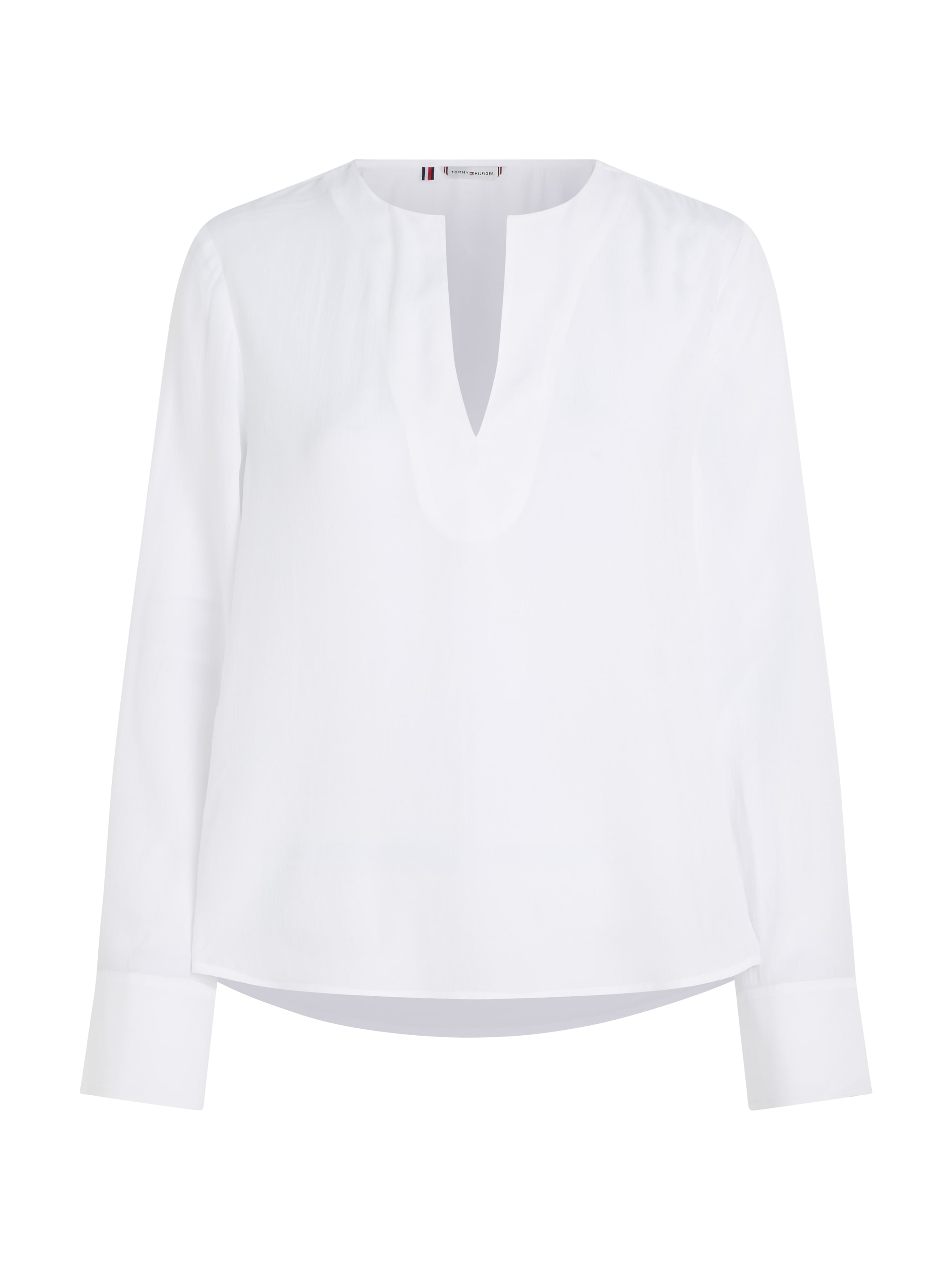 Tommy Hilfiger Langarmbluse »VISCOSE CREPE V-NECK BLOUSE«, in Unifarbe