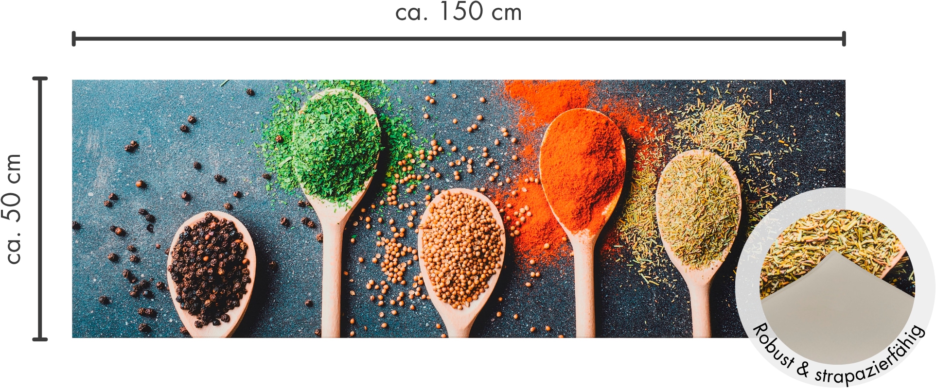 Andiamo Chemin de table »Kitchen« Rectangulaire 3 mm Höhe Vinyl-Küchenläufer, moderne Küchenmotive, Pasta, Gewürze, Kaffee