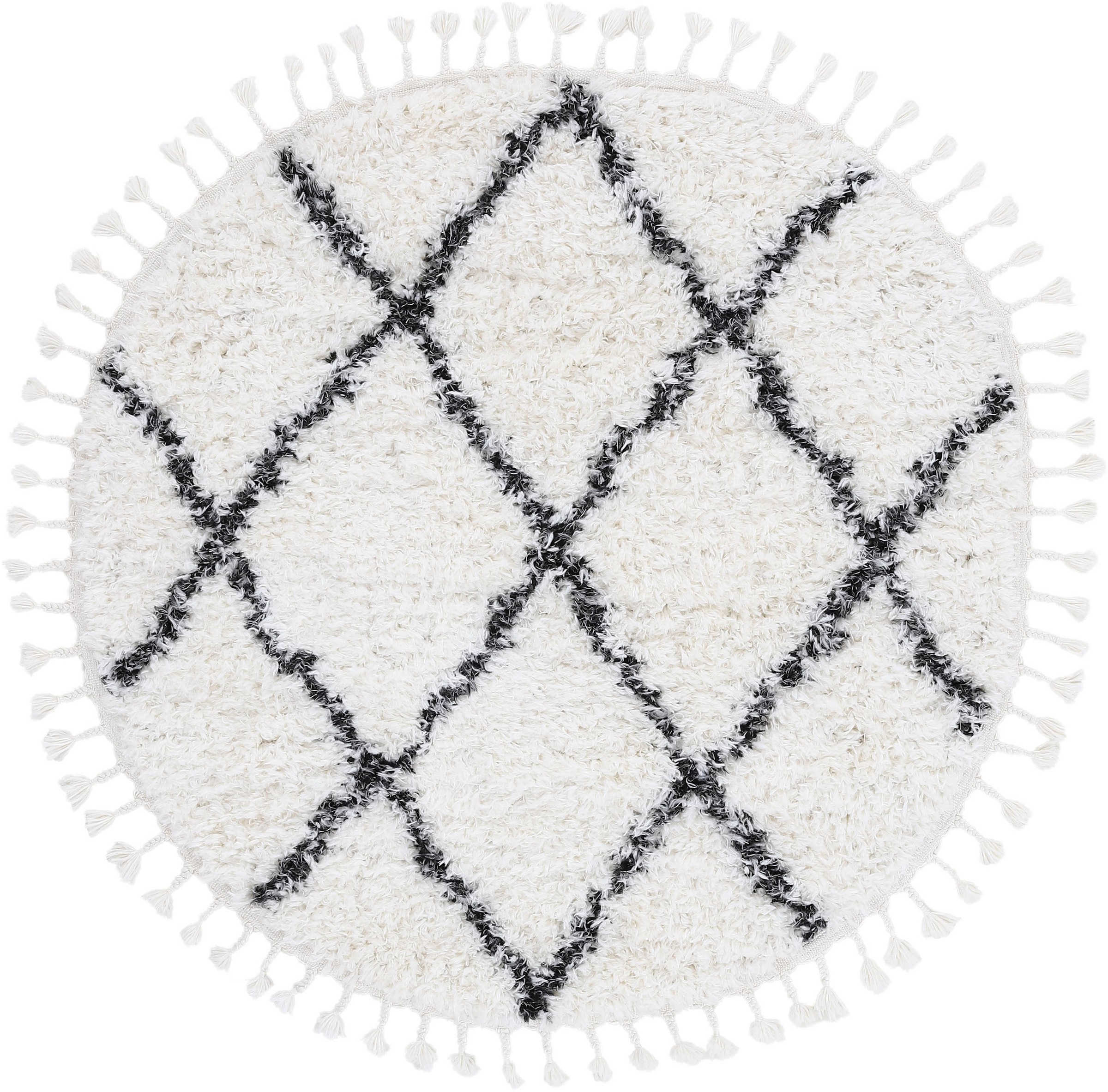 Image of carpetfine Hochflor-Teppich »Eddy«, rund, 30 mm Höhe, Mit Fransen, Wohnzimmer bei Ackermann Versand Schweiz