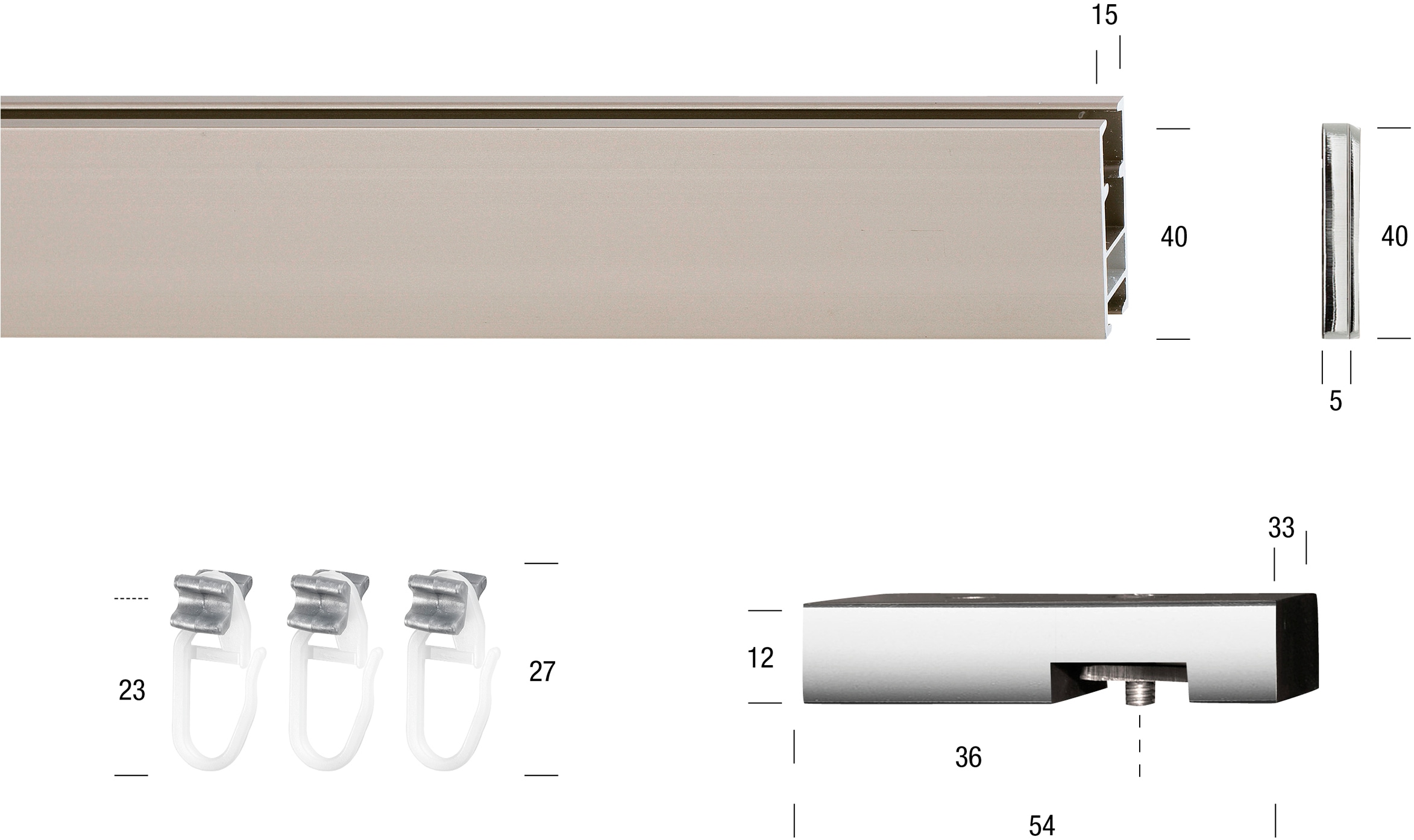 GARESA Gardinenstange »FLAT«, 1 läufig-läufig, Wunschmasslänge, Rechteckprofil, perfekter Lauf, modern, verlängerbar, mit Endkappe