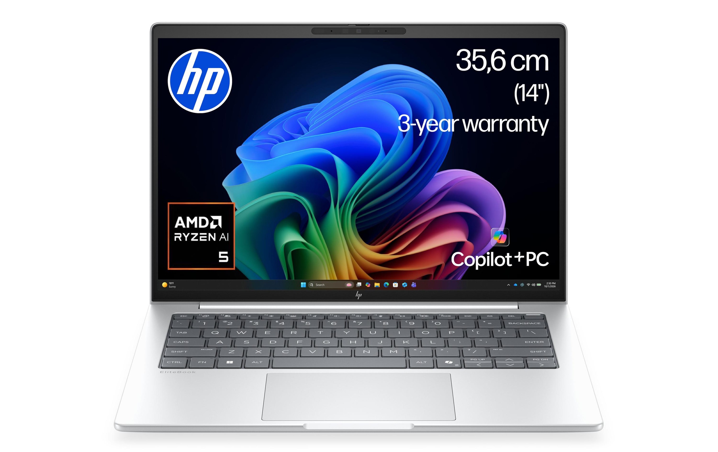 HP Ordinateur portable professionnel »EliteBook 8 G2a 14 AI PC DN6V5ET« / 14 ″ AMD Ryzen™ AI 5 NPU intégrée (Neural Processing Unit)