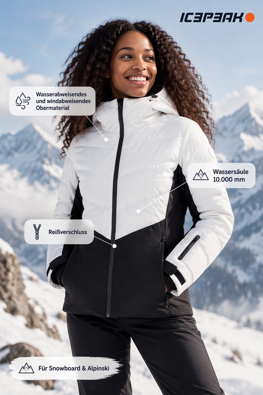 Icepeak Skijacke »ICEPEAK ELLINWOOD« wasserabweisendes und windabweisendes Obermaterial, mit Reissverschluss