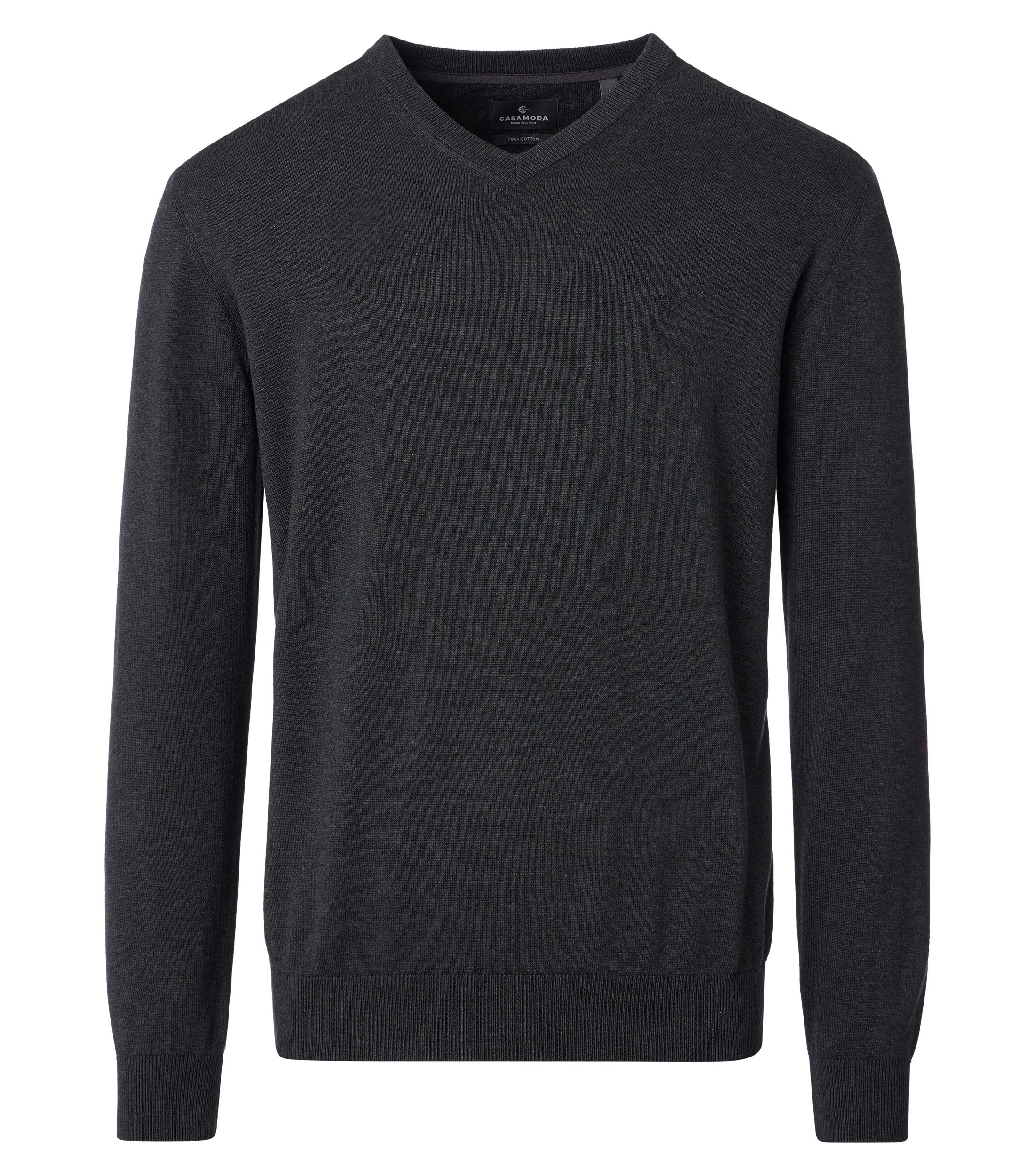 CASAMODA Pull en tricot »Pullover« coton / col en V / uni