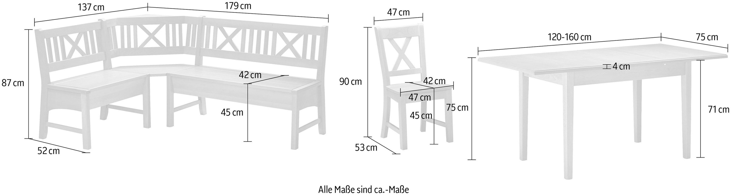 massivline&more Ensemble de bancs d'angle »Bodensee« Ensemble, 8 cuis tlg.