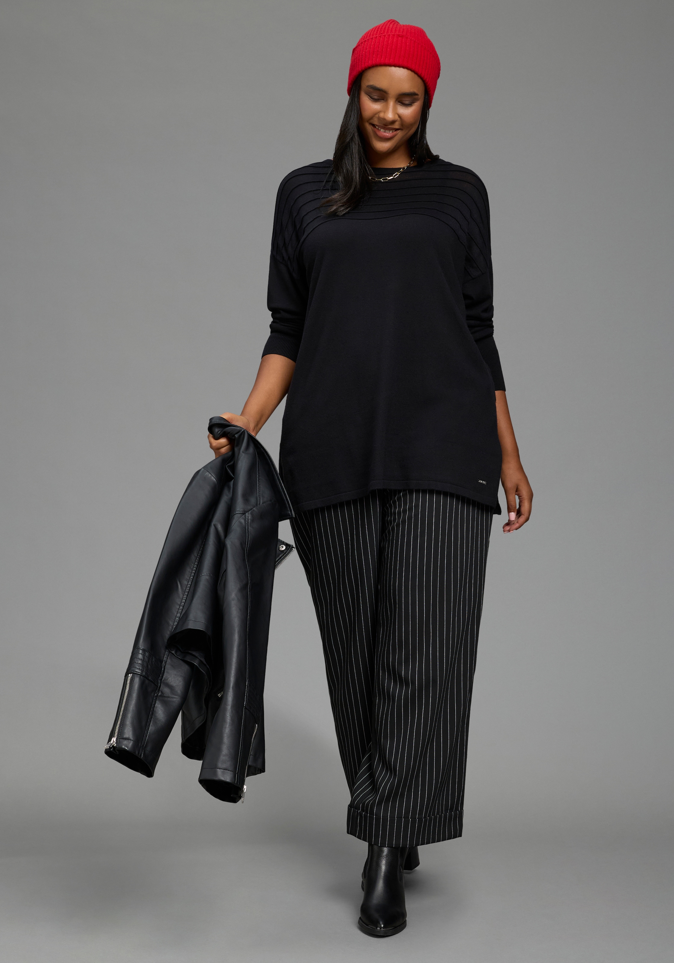 Laura Scott CURVE Pull en tricot »Grosse Grössen« également en grandes tailles, coupe ample, longueur couvrant les fesses