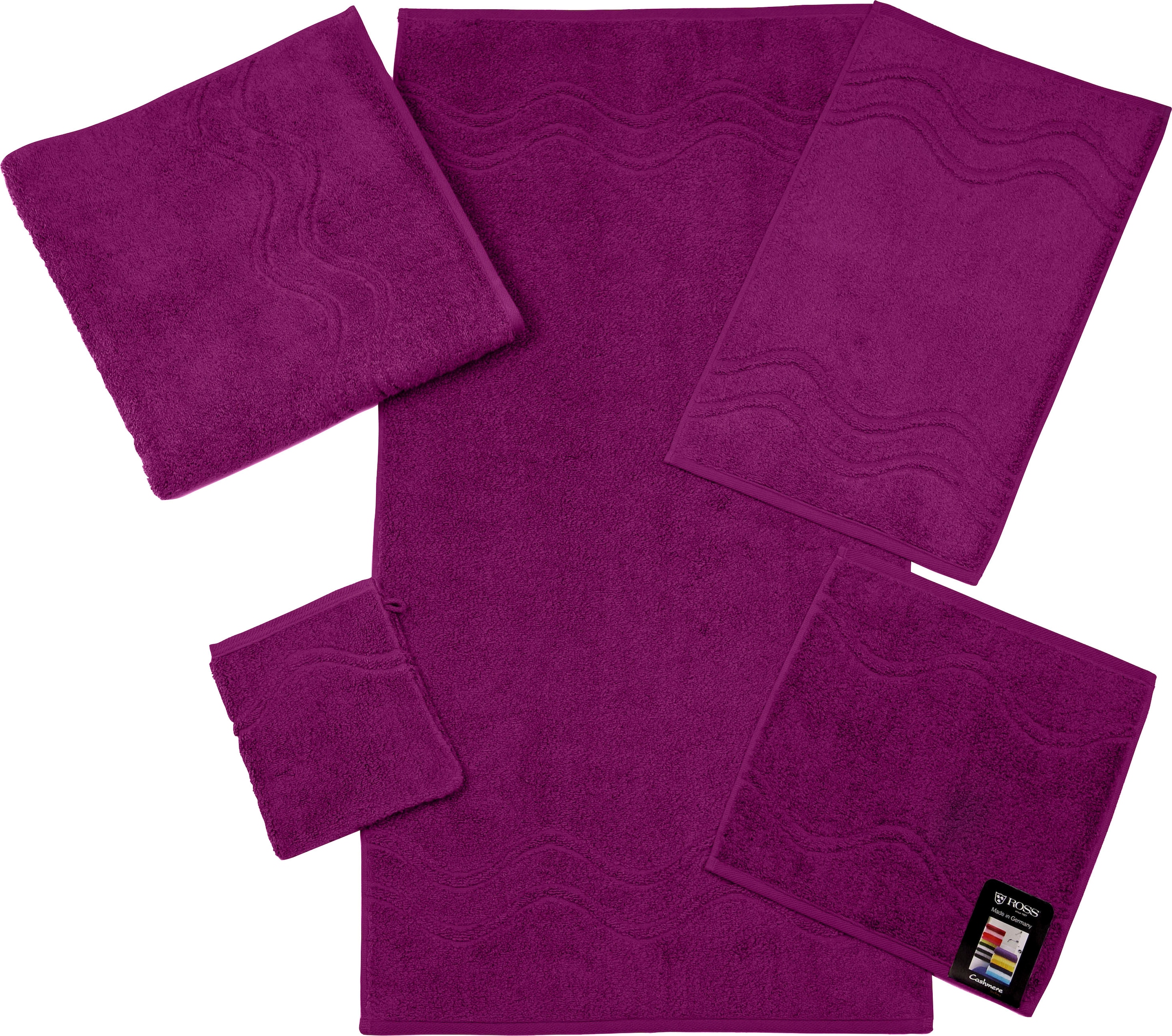 ROSS Handtuch »Cashmere feeling«, (Packung, 2 St.), 100% Baumwolle, mit Wellen-Bordüre, grosse Farbauswahl