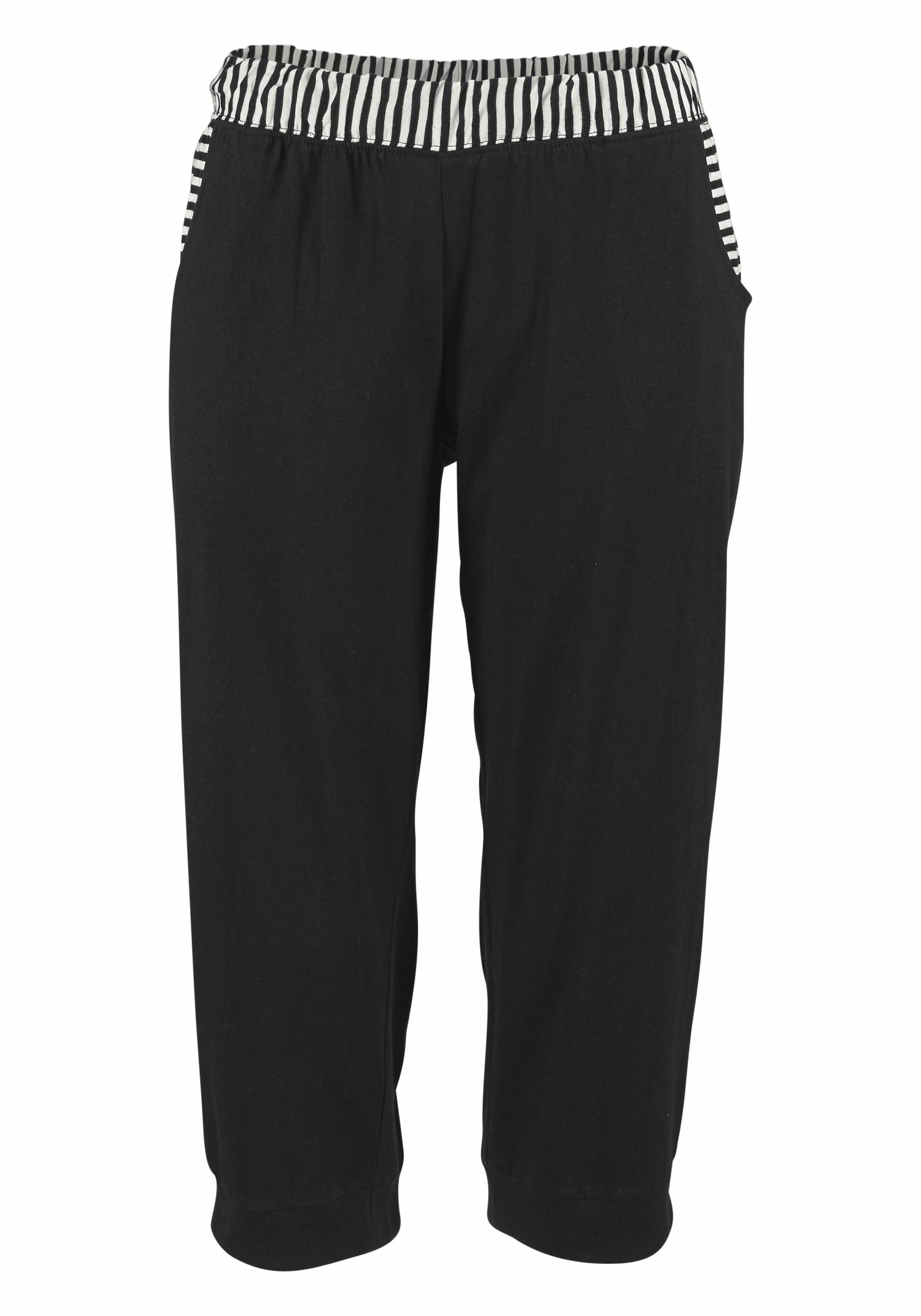 ♕ H.I.S Capri-Pyjama, (2 tlg., Hose 1 T-Shirt legerer Stück), versandkostenfrei geringeltem mit auf und