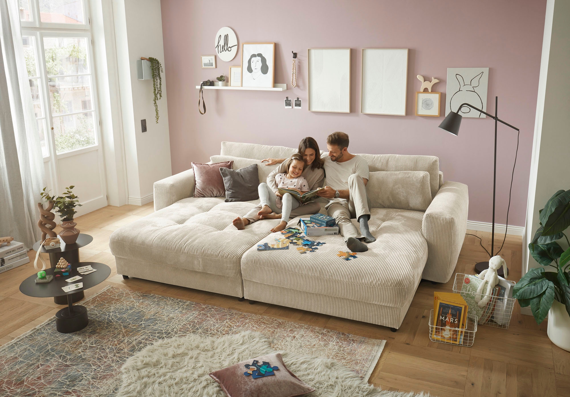 ED EXCITING DESIGN Loveseat »Barura«, (2 St.), Big-Sofa mit 2 Nierenkissen