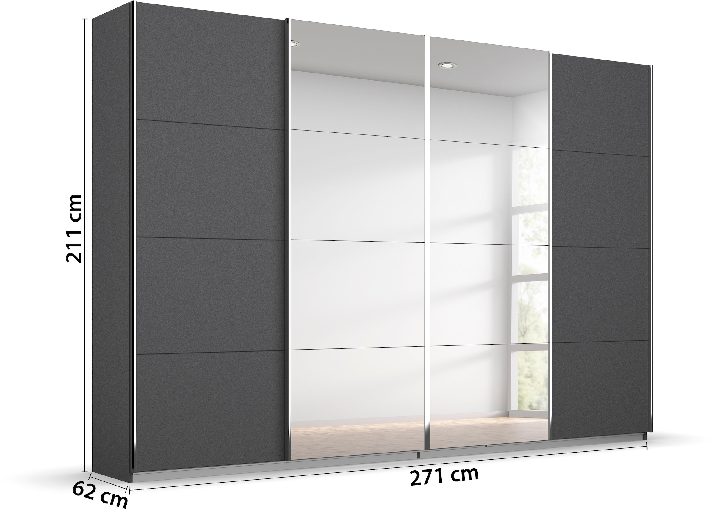 rauch Schwebetürenschrank »Kleiderschrank Schrank Garderobe Wäscheschrank Ankleide SYNCRONO« Breiten 271/316/361 cm Höhen 211/230 cm,  mit Synchronöffnung