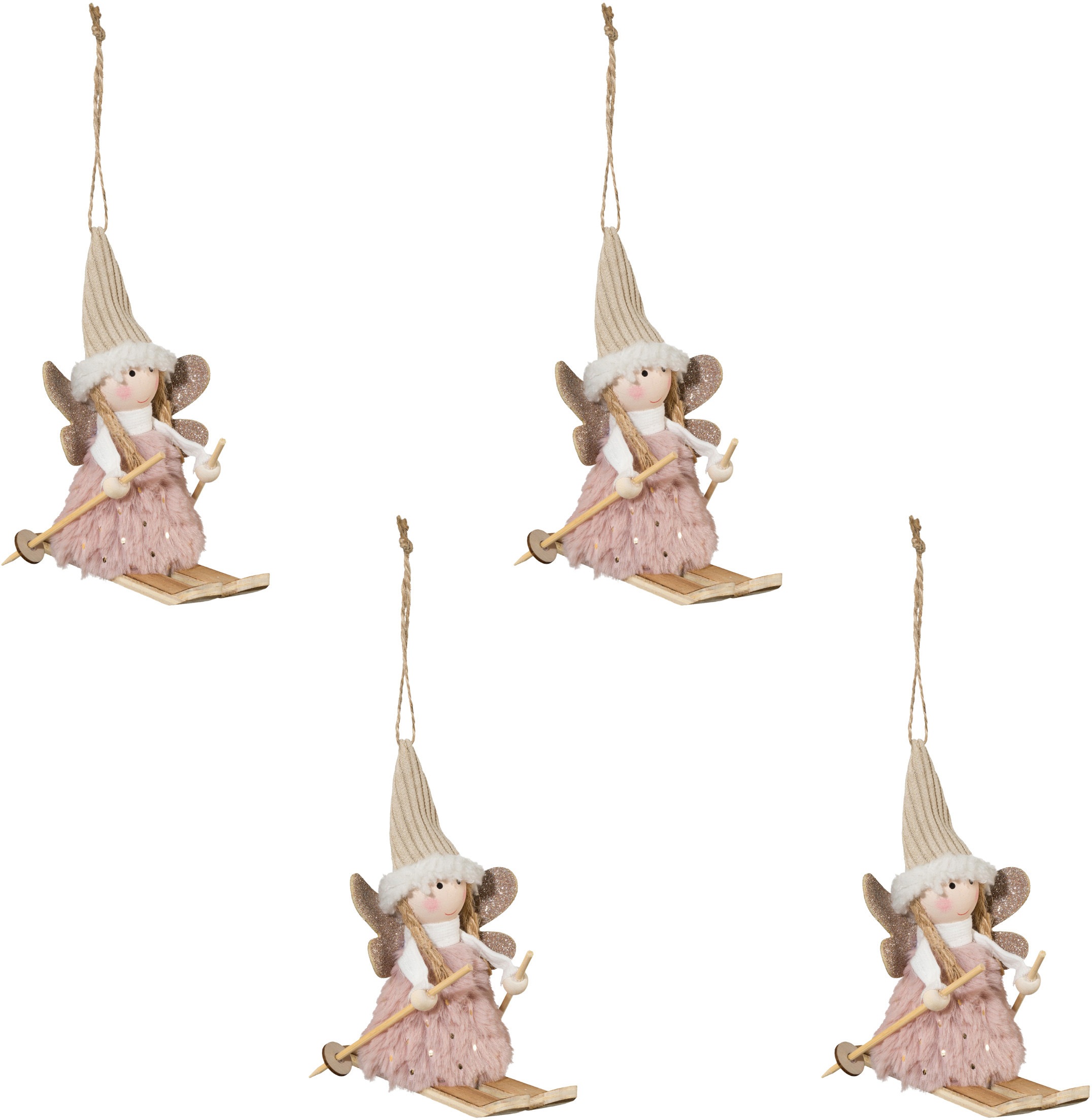 Image of Creativ deco Dekohänger, (4 St.), mit Skiern und Skistöcken aus Holz bei Ackermann Versand Schweiz