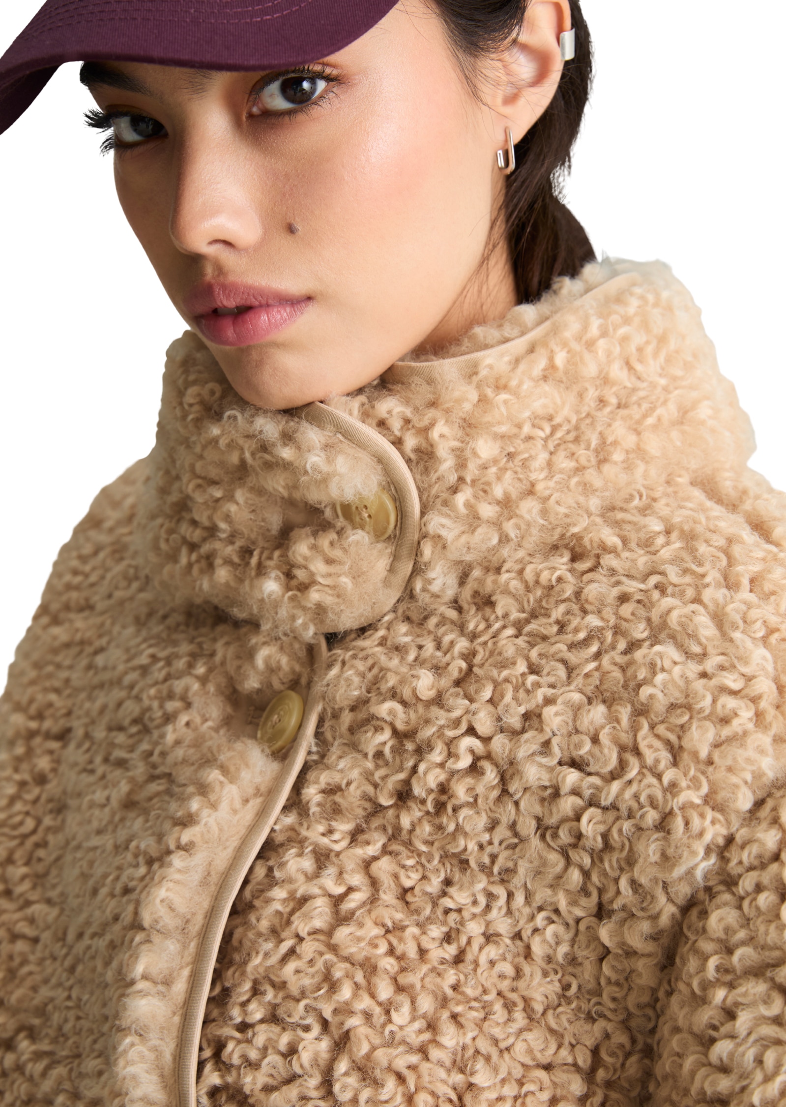Marc O'Polo DENIM Veste en peluche en peluche bouclée douce, coupe régulière, col montant