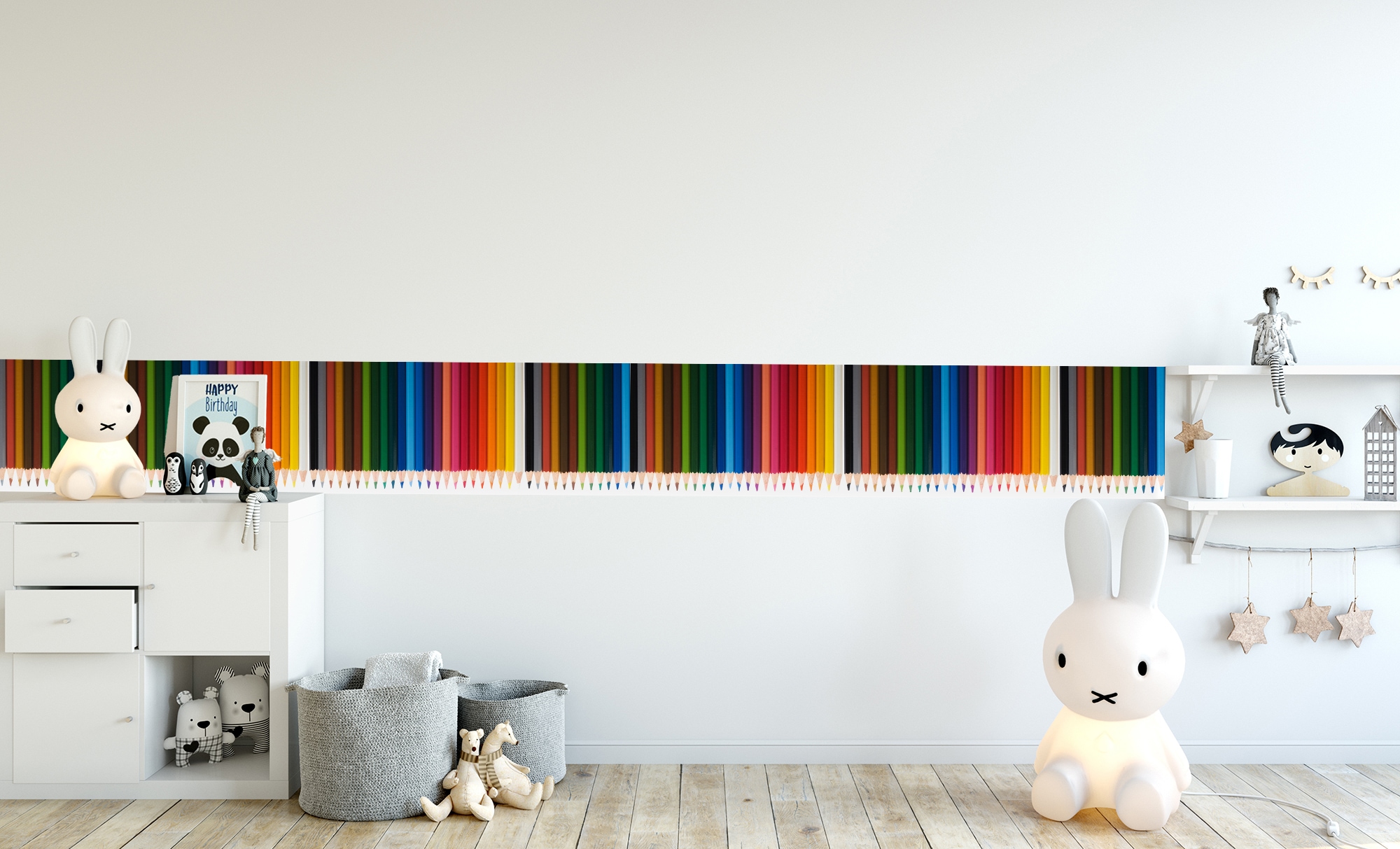 Lüttenhütt Bordüre »Buntstifte«, gemustert-Farbverlauf-bedruckt-abstrakt, 3er Set (selbstklebend)