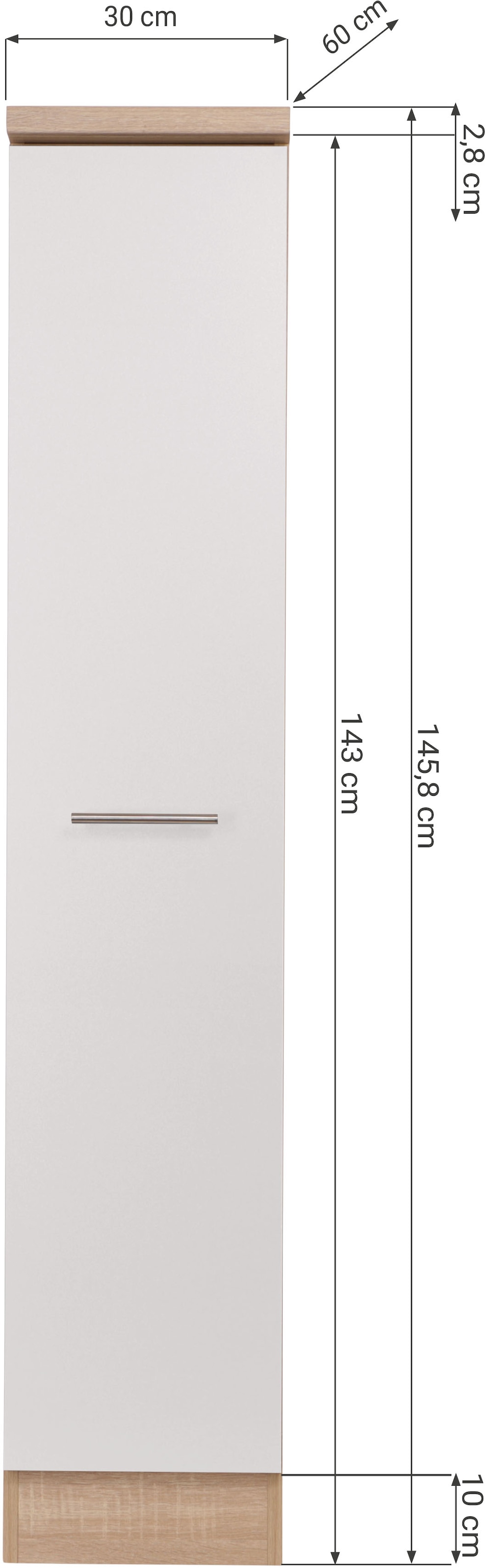 RESPEKTA Armoire à pharmacie »Merle« Breite 30 cm, Metallstangengriffe, Höhe 144,8 cm