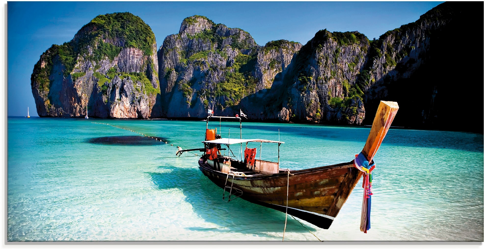 Image of Artland Glasbild "Maya Bay, Koh Phi Phi Leh, Thailand" Boote & Schiffe 1 Stk. tlg. in verschiedenen Grössen
