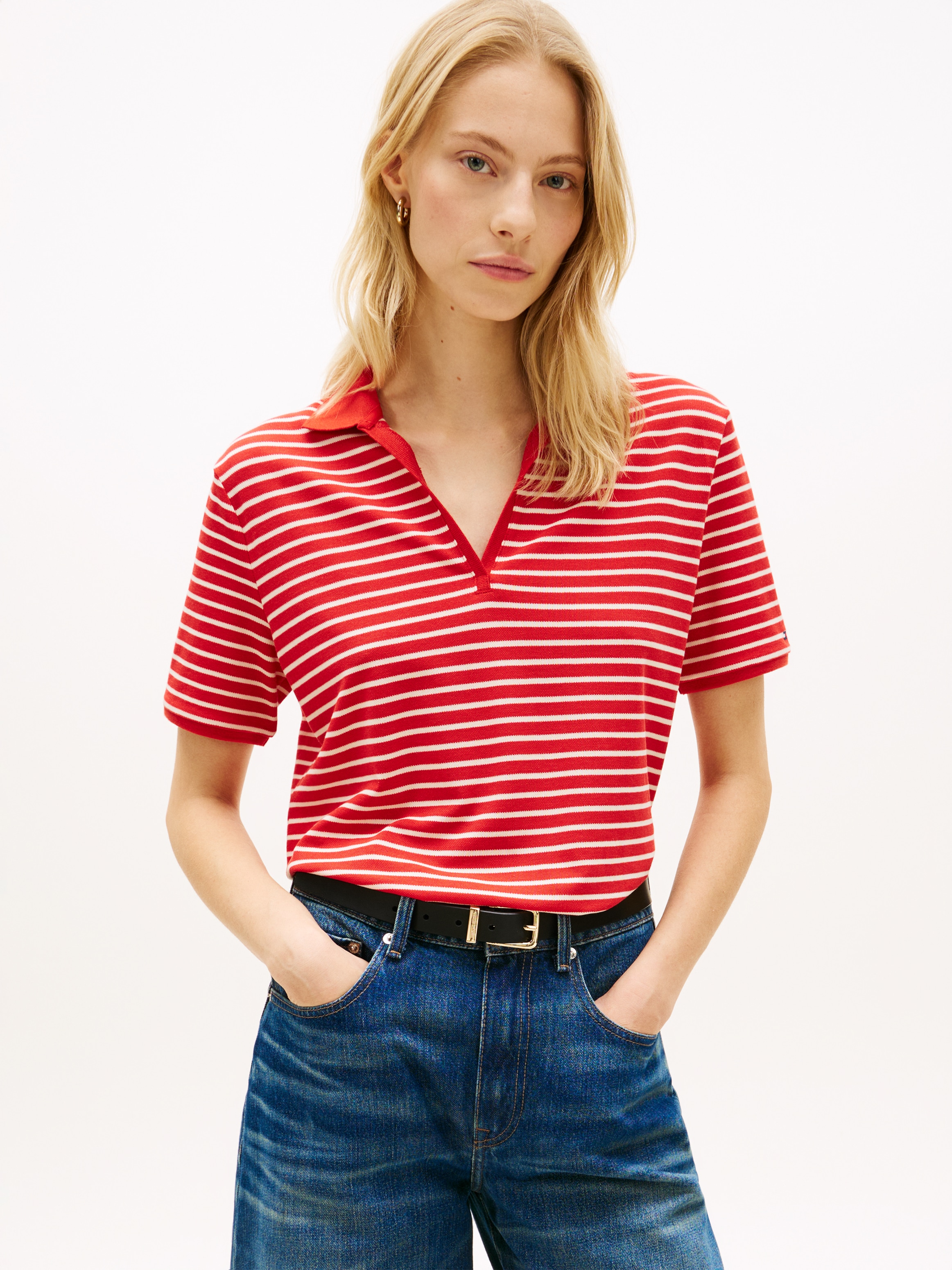 Image of Tommy Hilfiger Poloshirt "LYOCELL PIQUE OPEN-NK SS POLO" mit kleinem Logo-Stick