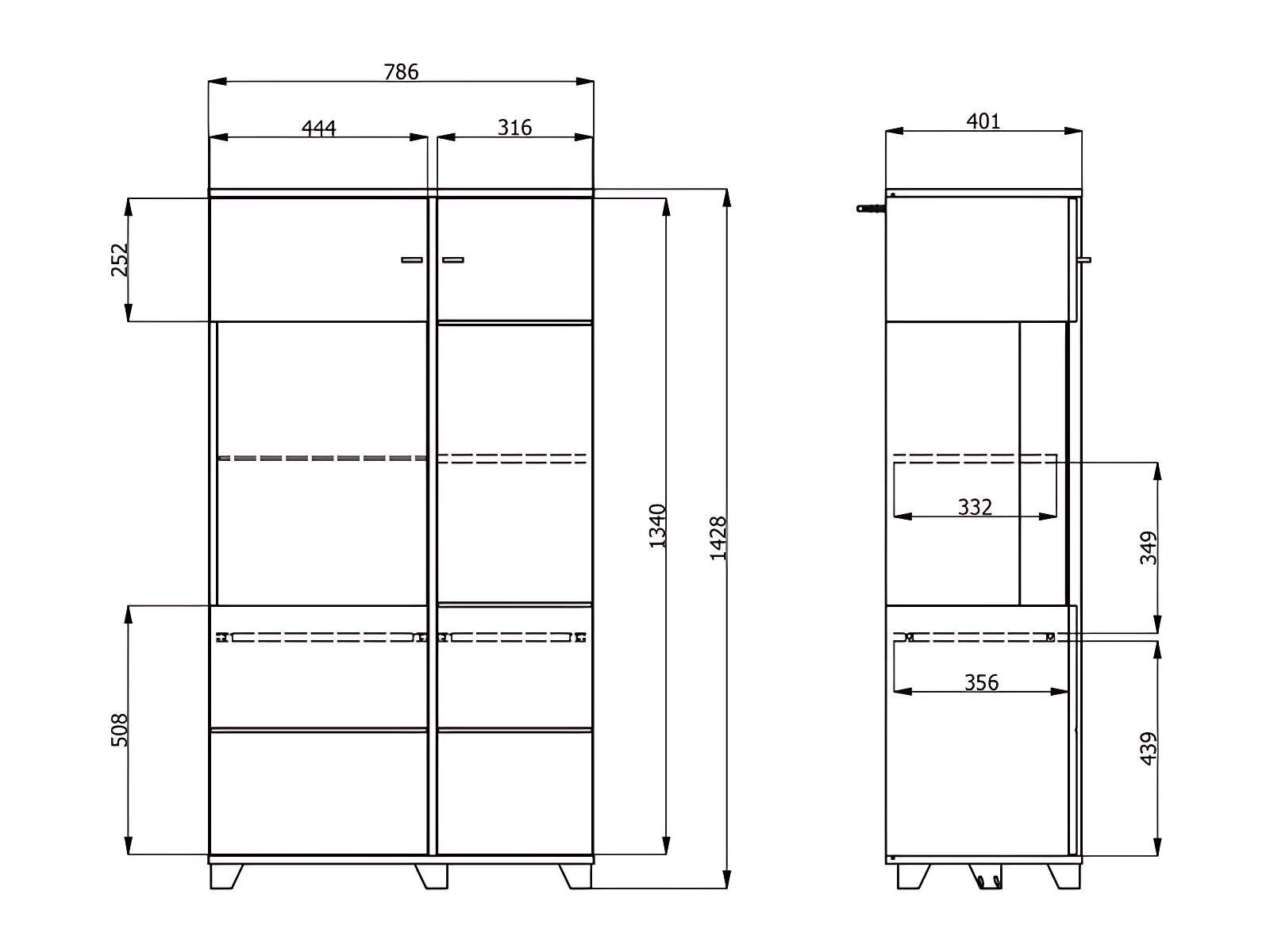 INOSIGN Highboard »Burgundy Sideboard, Stauraumschrank, Anrichte, Hochschrank, B93cm« Hochglanzfronten und eine Innenausstattung in Flagstaff Eiche