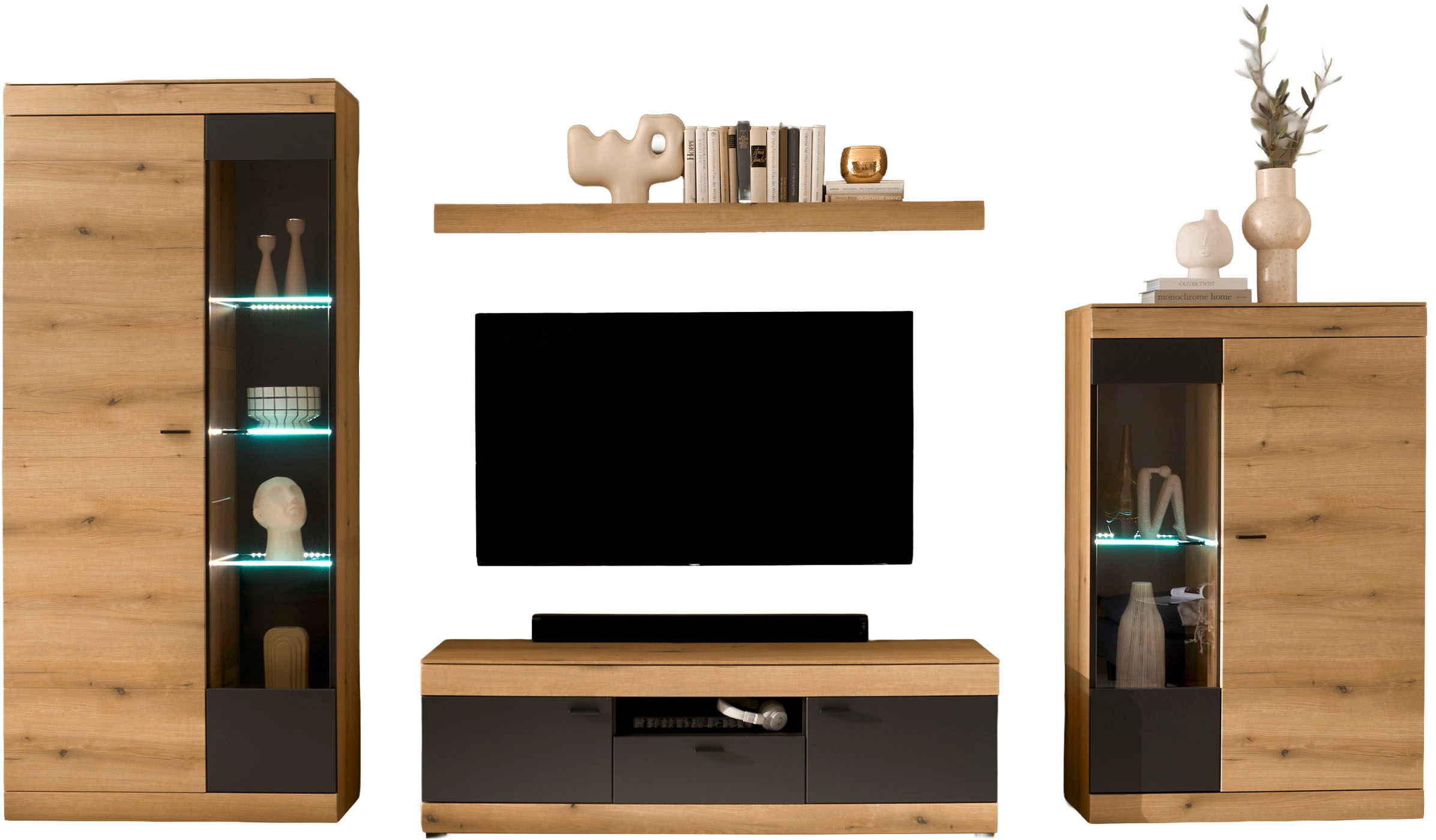 Home affaire Wohnwand »Soleto, zeitlose Anbauwand, Komplettset im modernen Stil« Komplett-Set, 4 Stk. tlg.