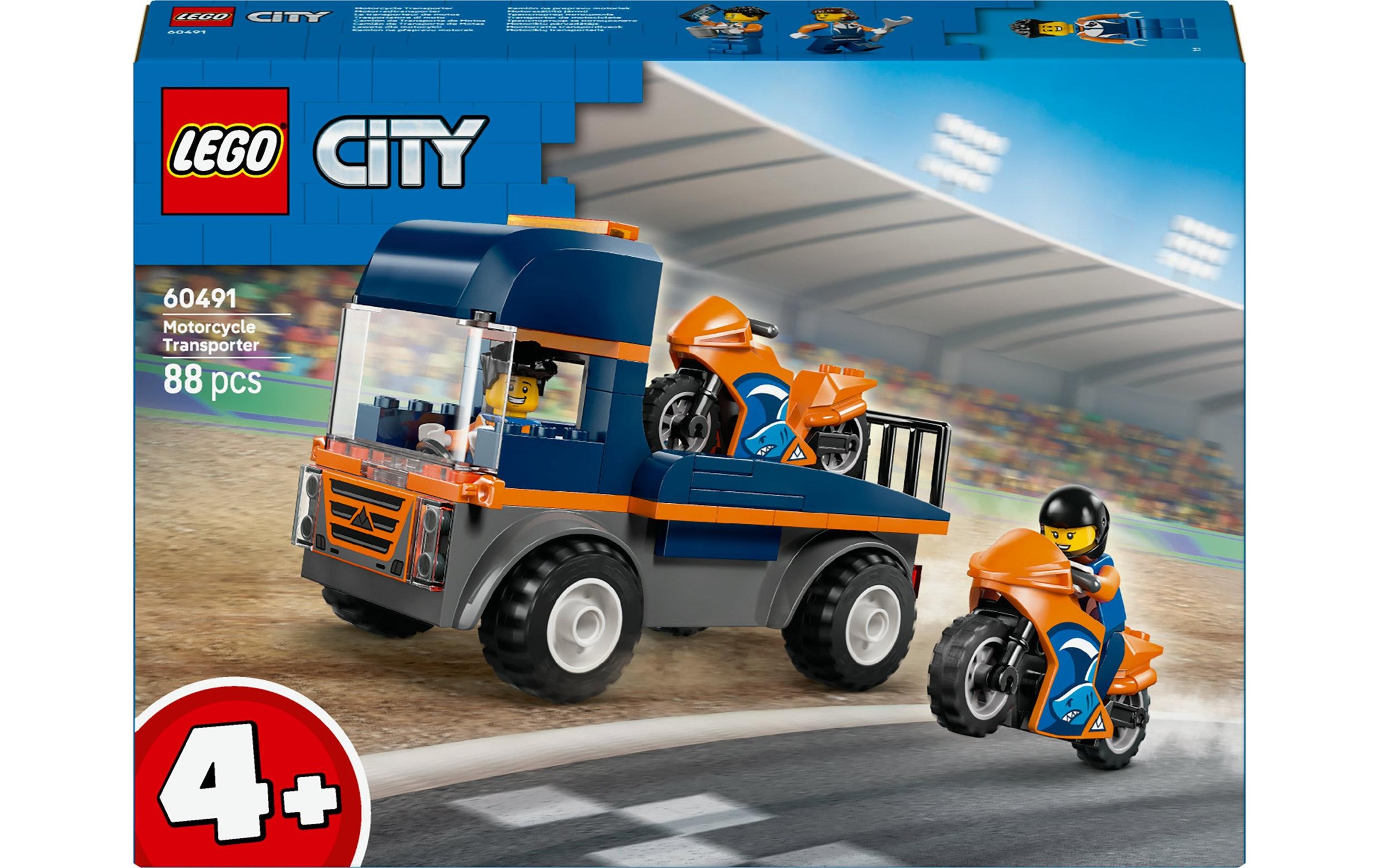 Image of Konstruktionsspielsteine "City Motorradtransporter 60491" Kategorie: Fahrzeug