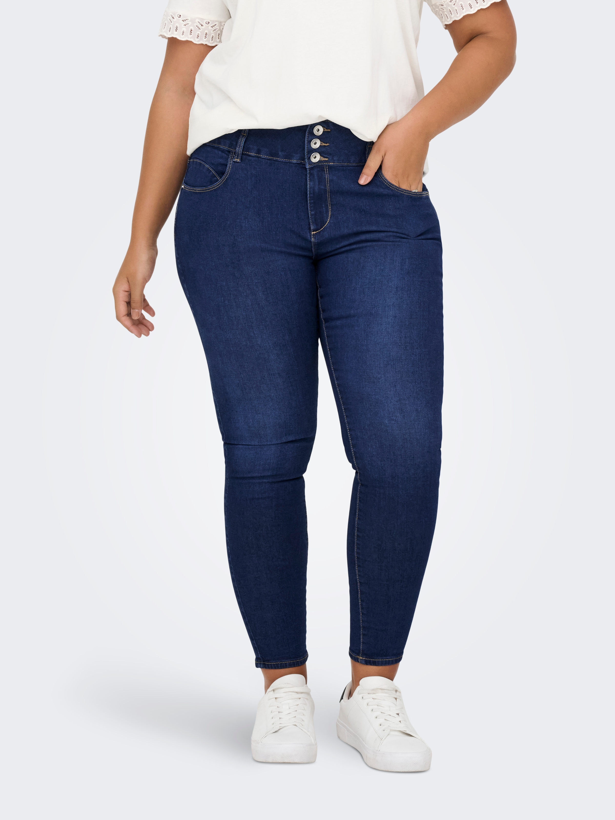 Image of ONLY CARMAKOMA Skinny-fit-Jeans "CARANNA HW SKINNY ANK MBD DNM ANA"