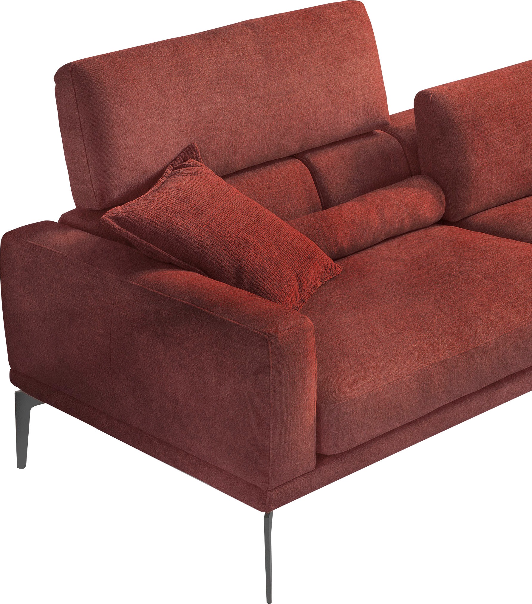 Egoitaliano Ecksofa »Masu, Design trifft sensationellen Sitzkomfort«, inkl. 2 Kissenrollen, Rückenelemente manuell verstellbar, Metallfüsse