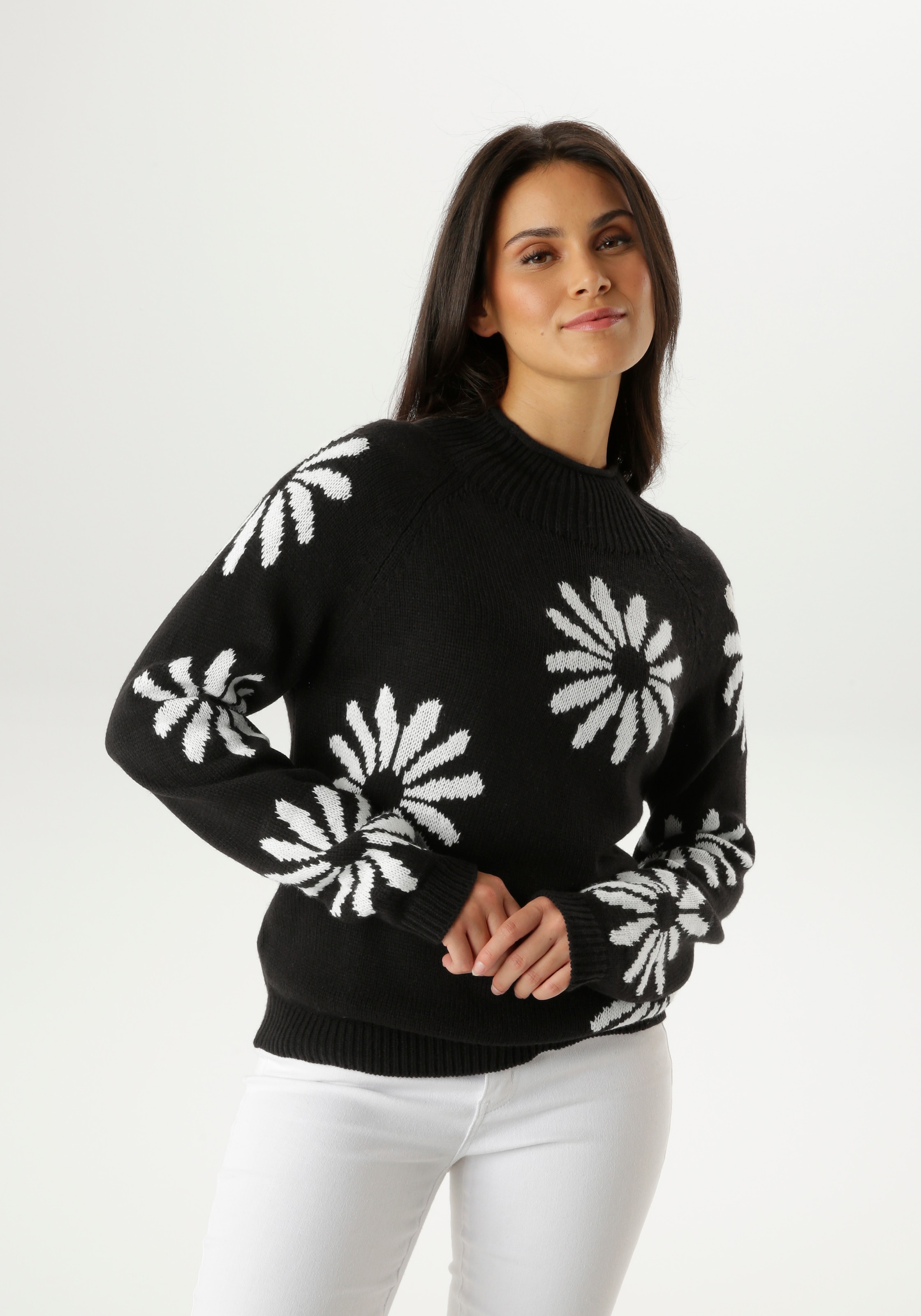 Image of Aniston SELECTED Strickpullover mit grossen, fantasievollen Blüten - NEUE KOLLEKTION