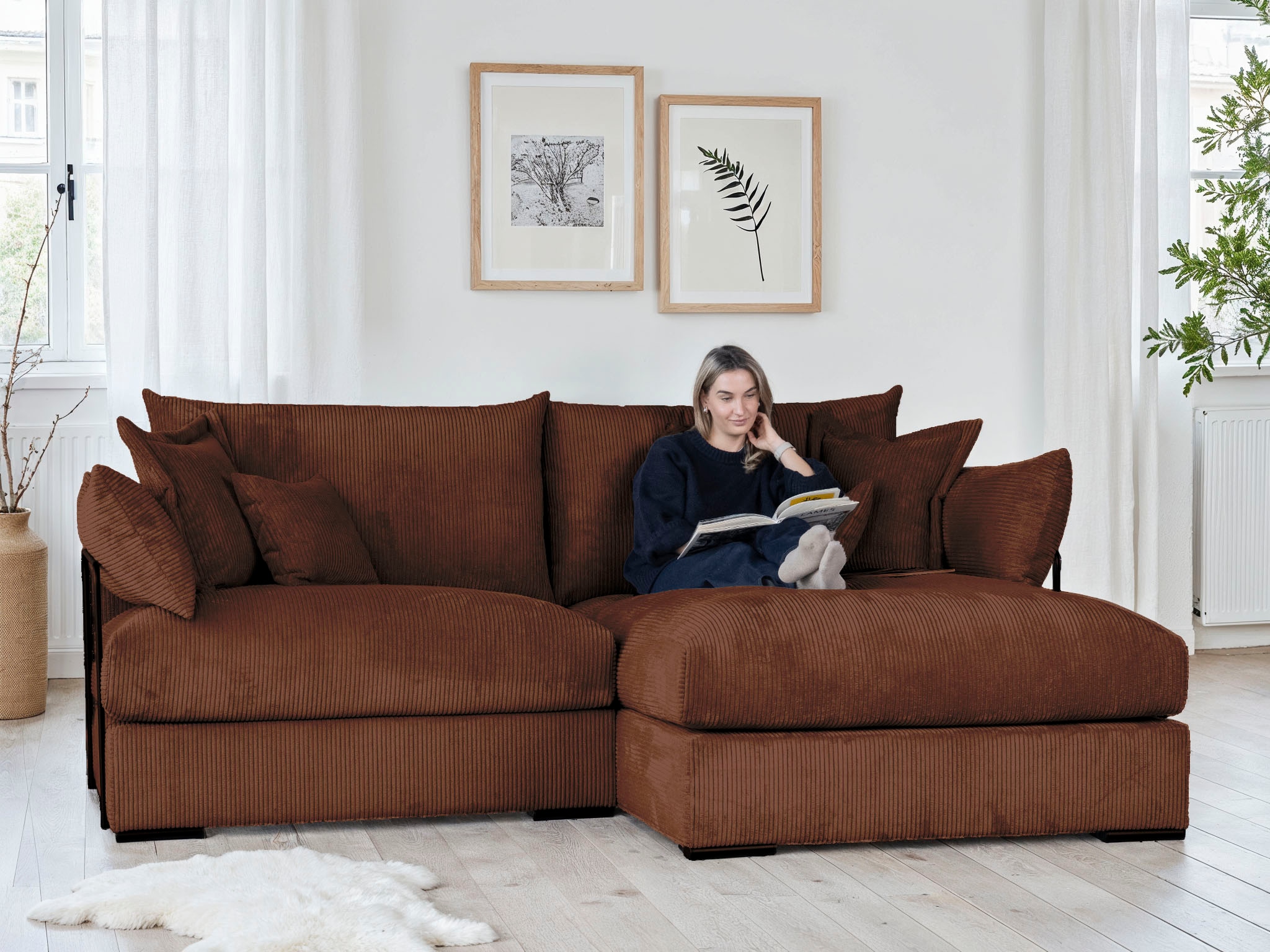 Image of Home affaire Ecksofa "Casa XL L-Form, B: 190 cm" 4 Zierkissen, Mega-Sofa, in Cord oder Chenille-Struktur, Federkern