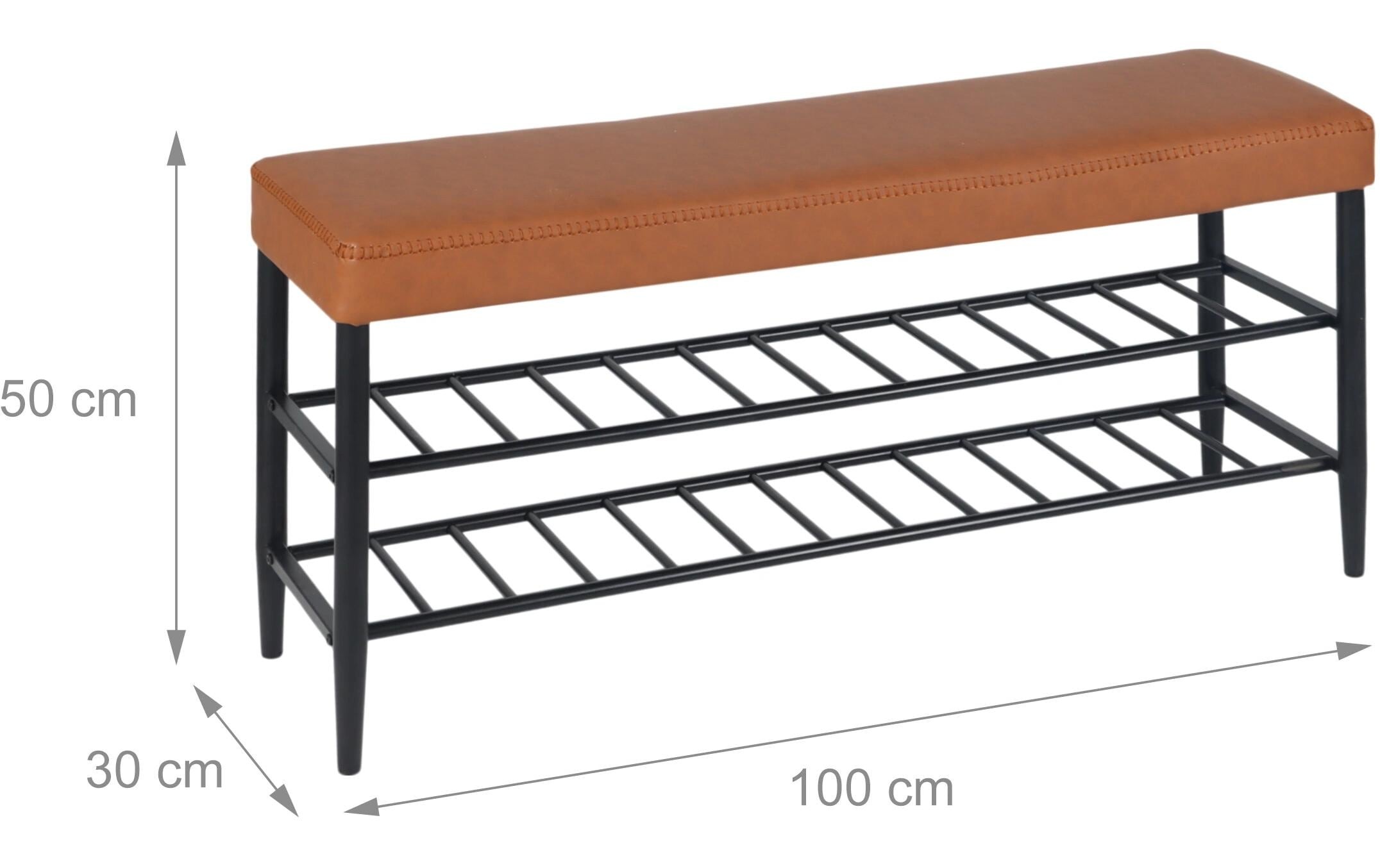 relaxdays Banc à chaussures »mit zwei Ablagen 100 x 50 cm«