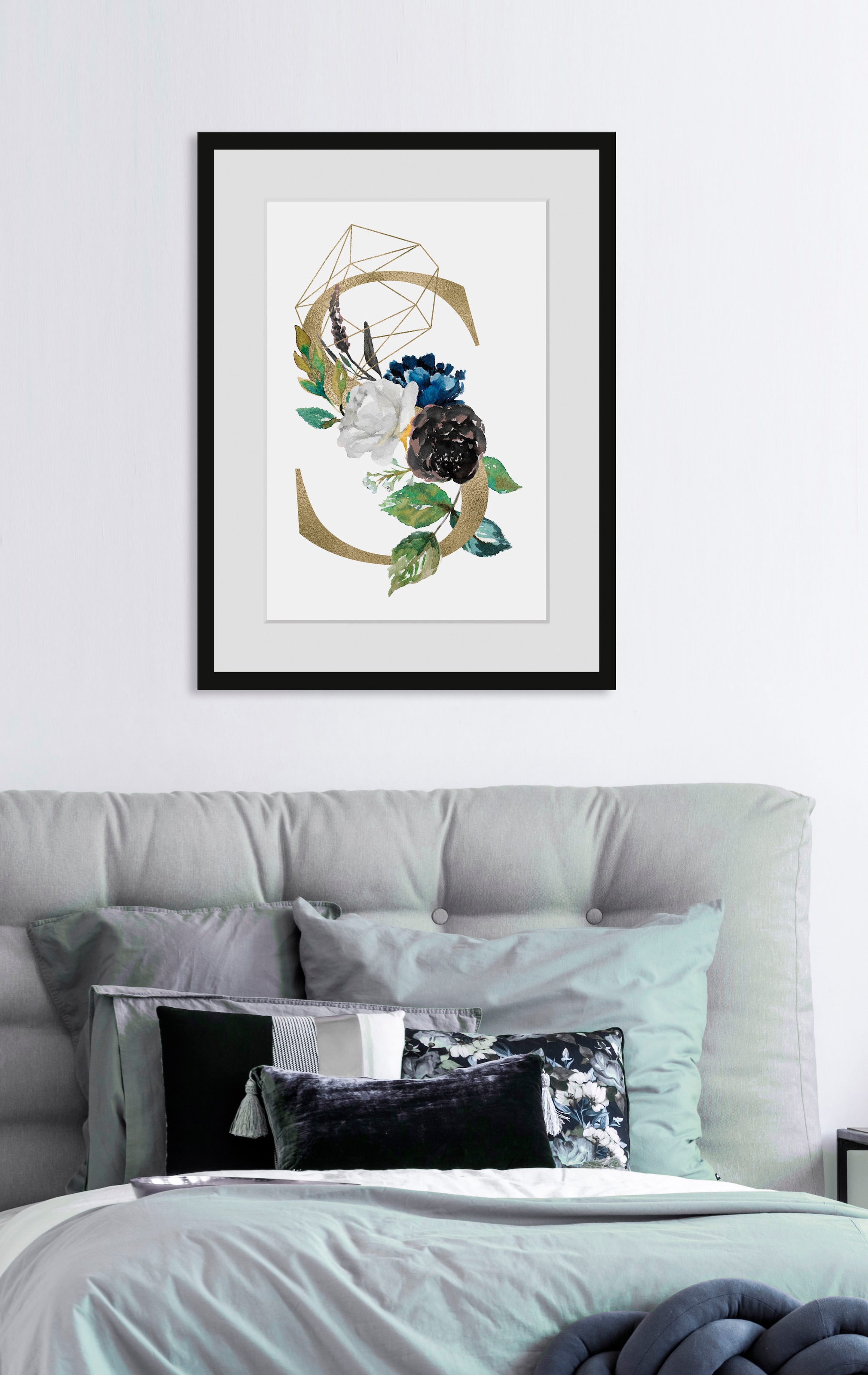 Image of queence Bild "S" Buchstaben Pflanzen Pflanzenbilder S 1 Stk. tlg. HD Premium Poster-Druck inkl. Holzrahmen