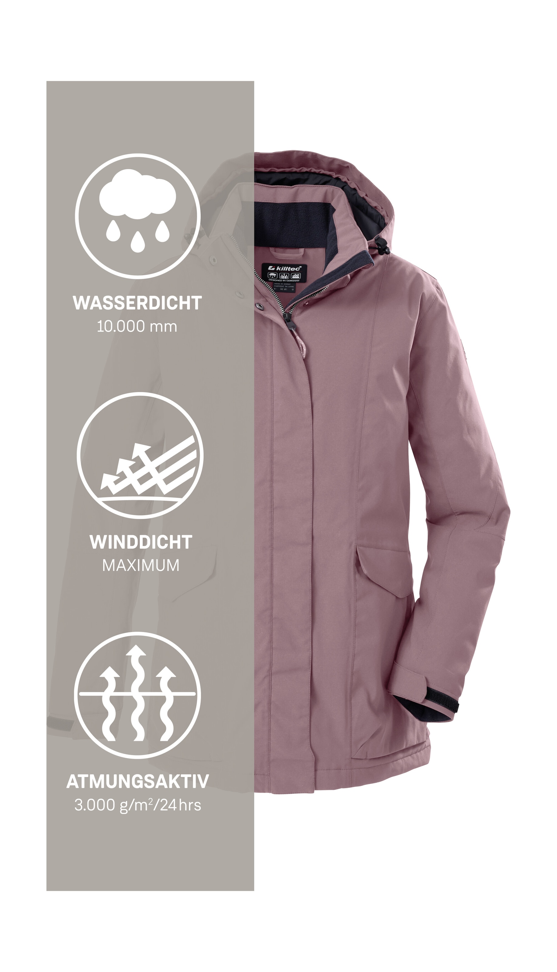 Killtec Veste fonctionnelle »Damen Jacke« veste femme imperméable et respirante avec capuche amovible