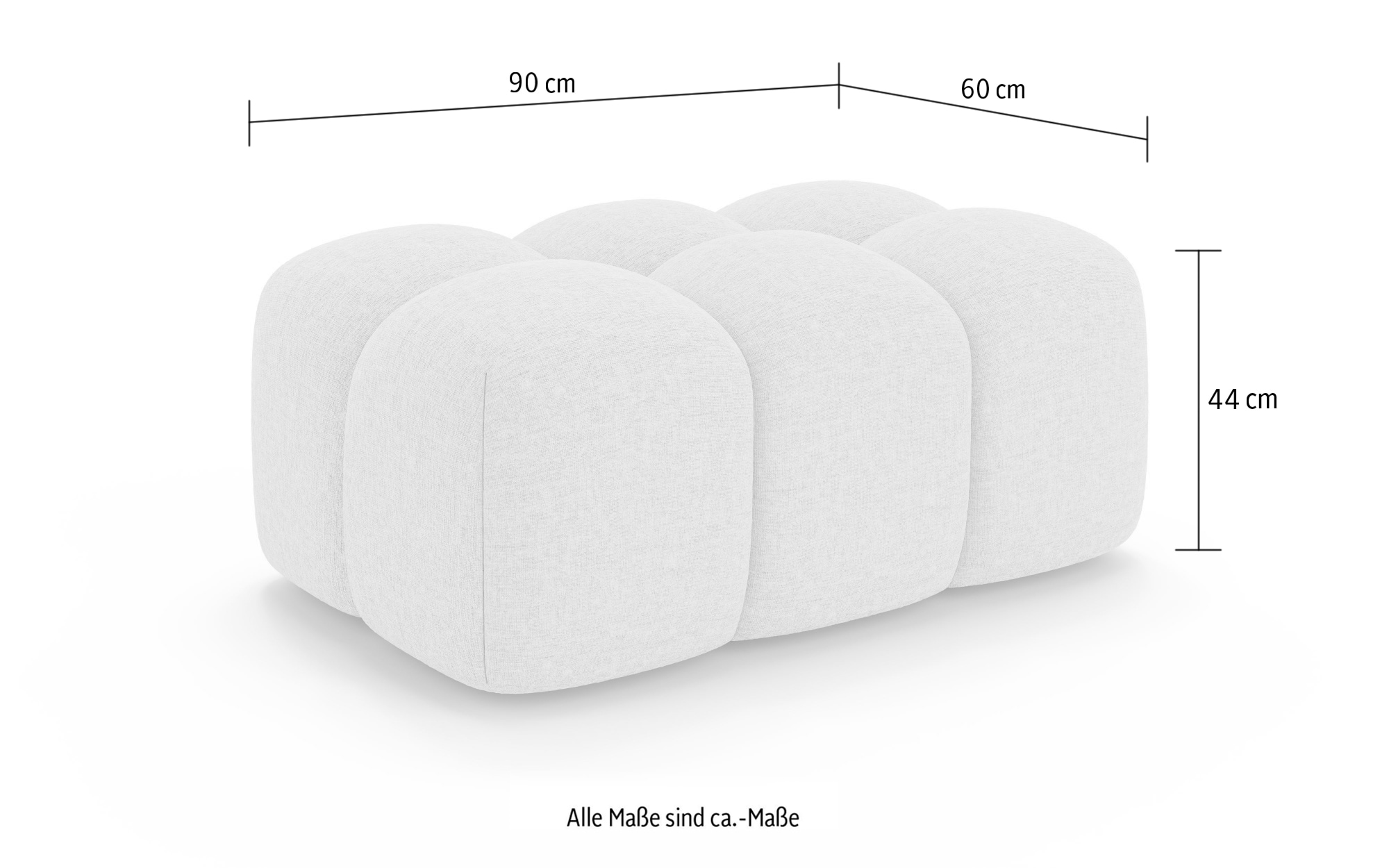 GOODproduct Polsterhocker »KALLIE Sitzhocker, Bubble-Optik, Masse B/T/H: 90/60/44 cm« moderne Steppung, hoher Sitzkomfort und modernes Design