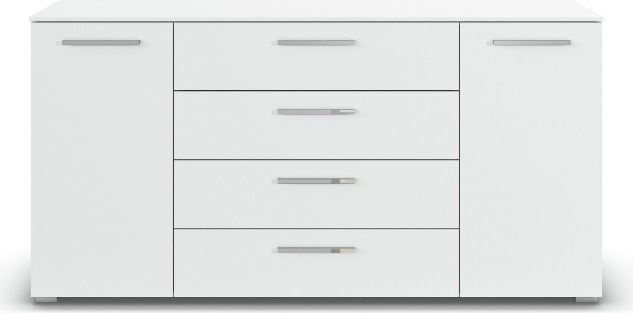rauch Kombikommode »Sideboard Schubkommode Kommode MONTCLAR Front Dekor/Hochglanz/Glas« Breite 160 / Höhe 81 cm, 2 Einlegeböden, inkl. Soft-Close-Funktion,  2-türig, 4 geräumige Schubladen, viele Griffvarianten MADE IN GERMANY