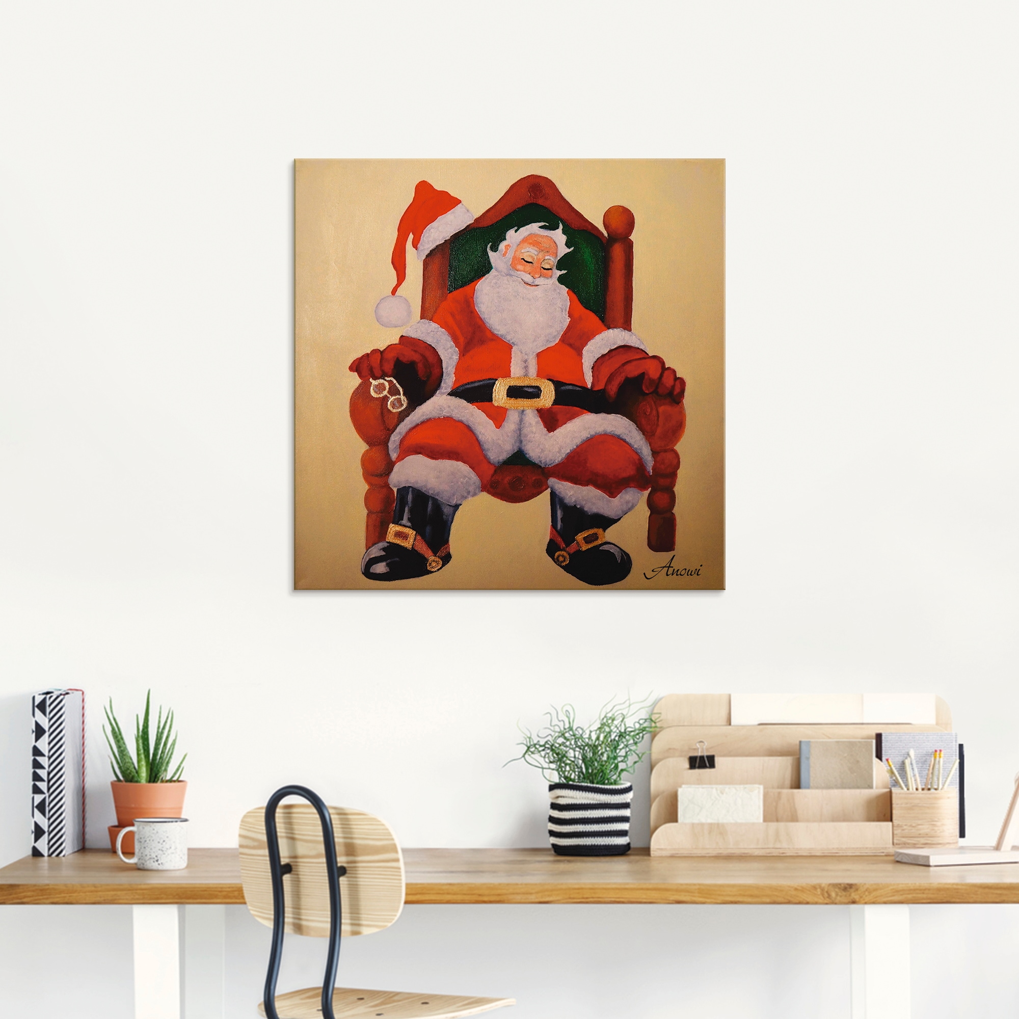 Artland Glasbild »Schlafender Weihnachtsmann«, Weihnachten, (1 St.), in verschiedenen Grössen