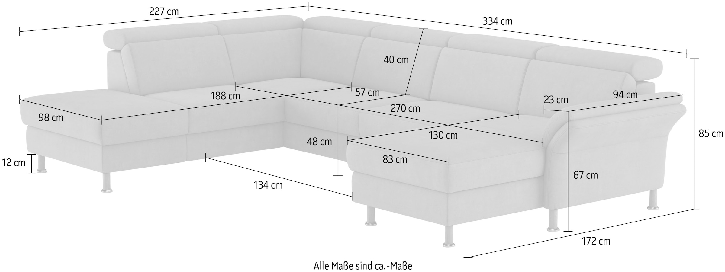 Home affaire Paysage de salon »Calypso U-Form« wahlweise mit motorischer Relaxfunktion
