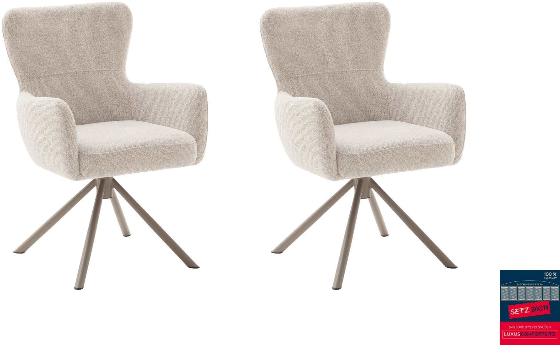 Image of MCA furniture 4-Fussstuhl (Set) 2 Stk.Taschenfederkern, 360 drehbar