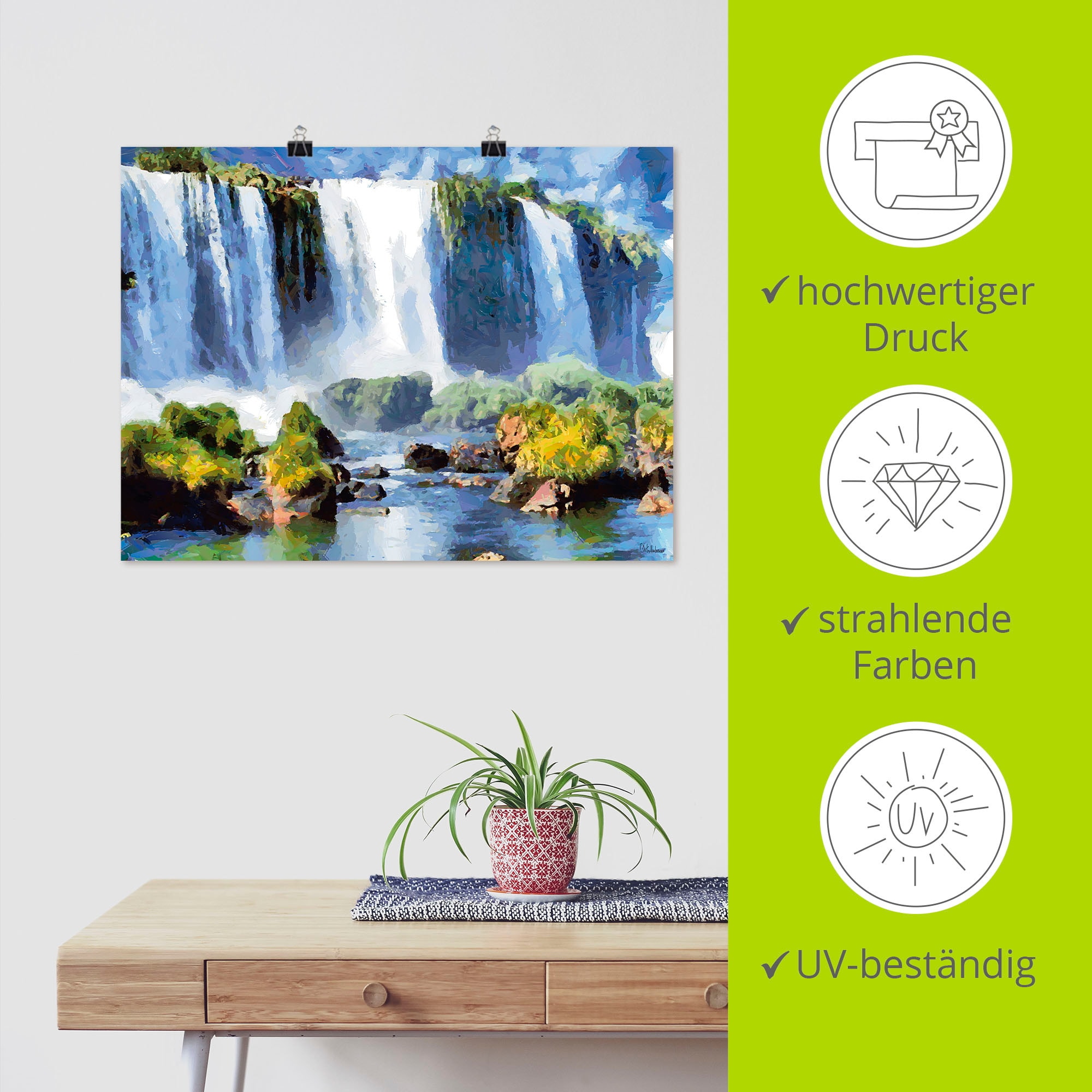 Artland Poster »Iguazu Wasserfälle II«, Wasserfallbilder, (1 St.), als Alubild, Leinwandbild, Wandaufkleber oder Poster in versch. Grössen
