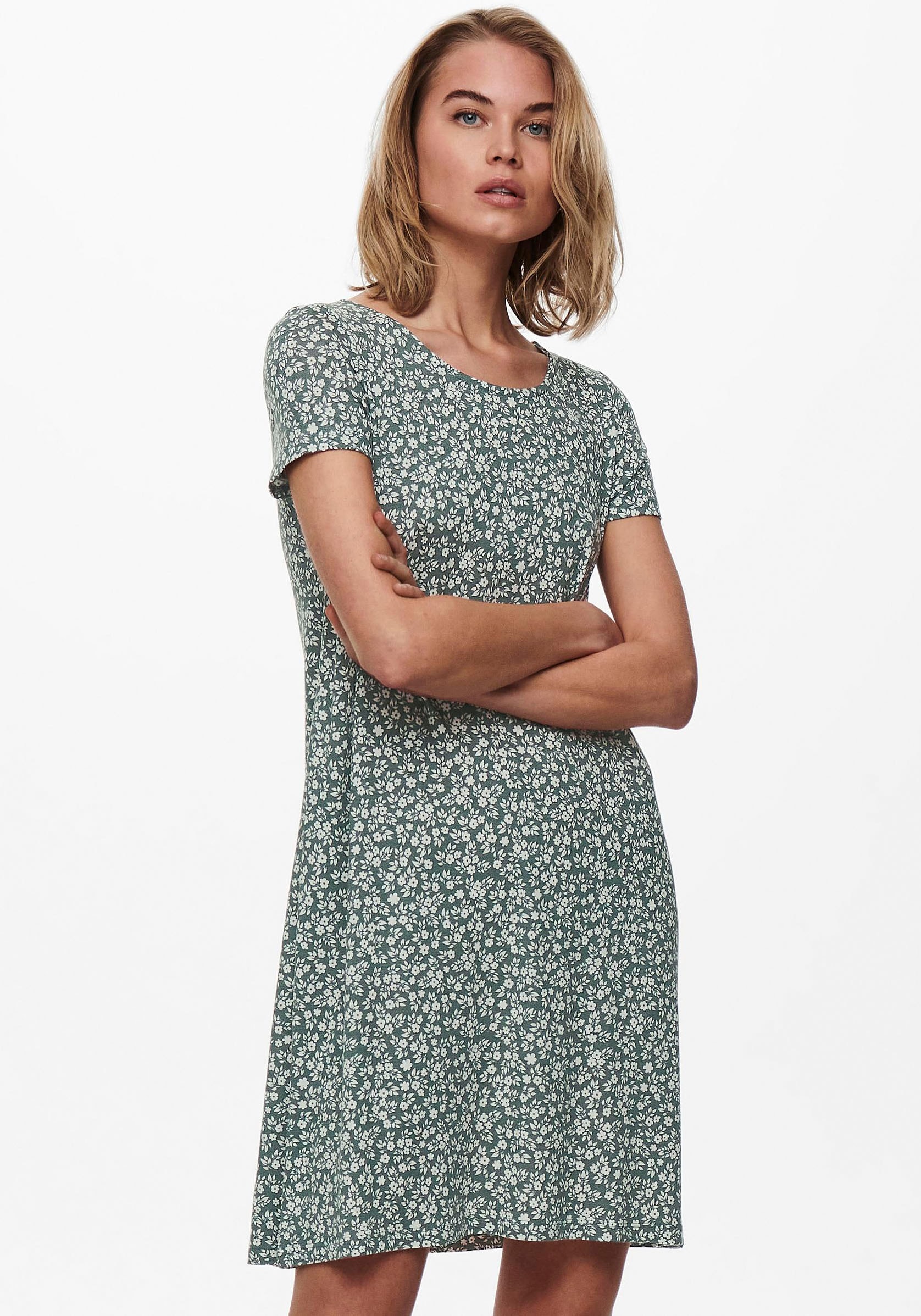 Image of ONLY Minikleid "ONLBERA BACK LACE UP S/S DRESS JRS NOOS" Viskosemischung, regular fit, Rundhals
