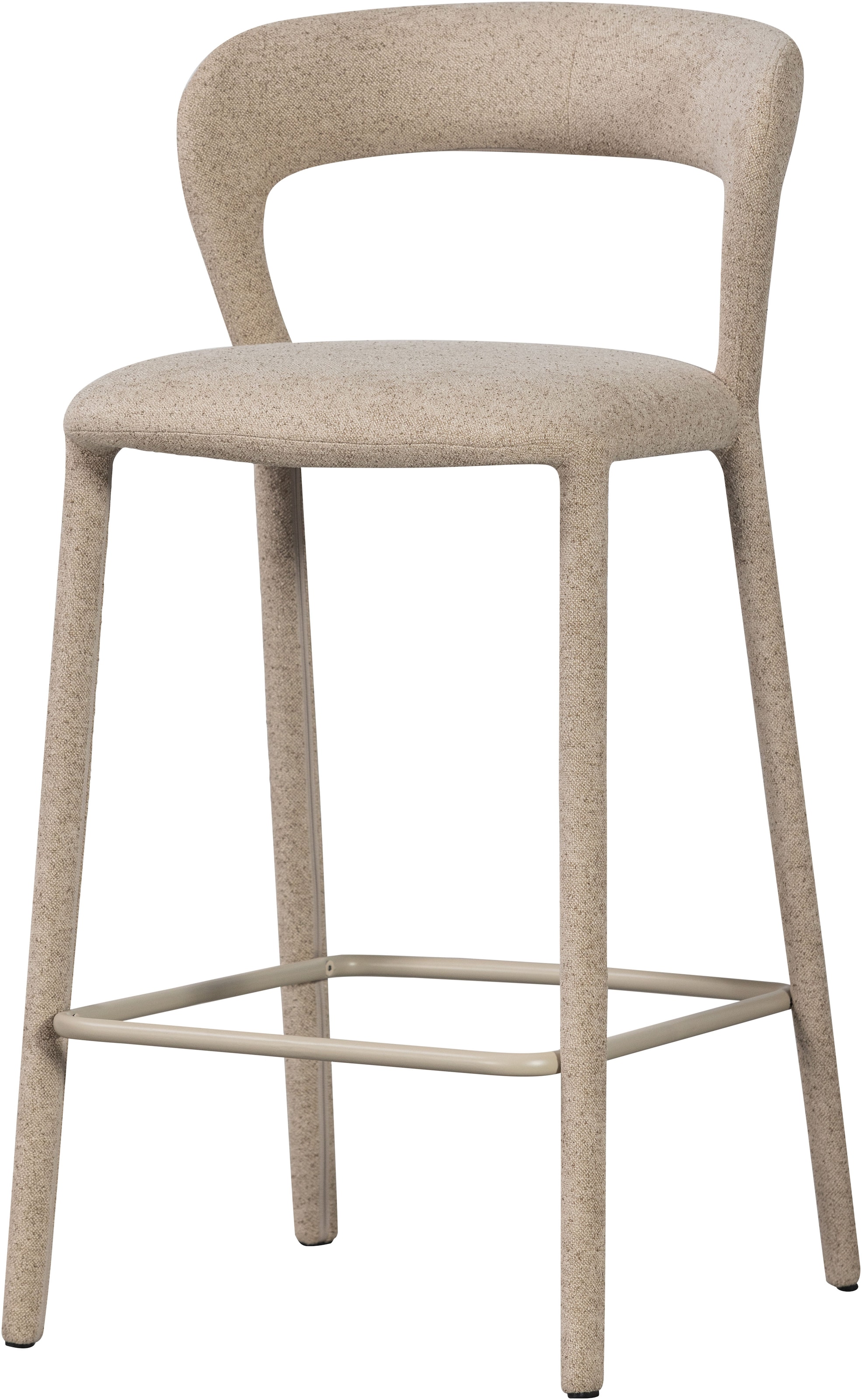 Image of WOOOD Barhocker "Noble mit Fussstütze und vollständig gepolstertem B 48 x T 52 x H 95 cm" Gewebebezug, Belastbarkeit 150 kg, hohe Verschleissfestigkeit