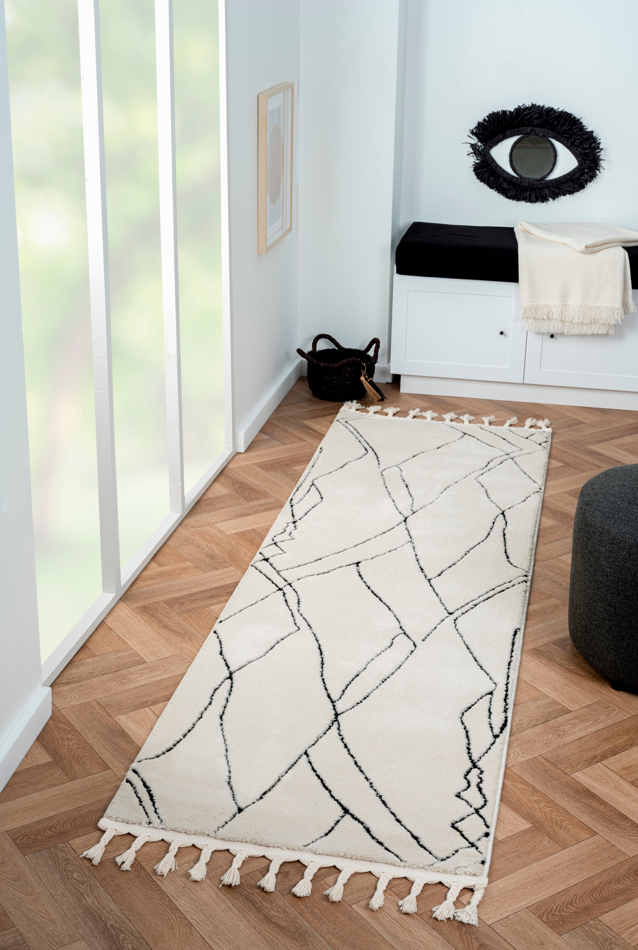 Image of Myflair Möbel & Accessoires Hochflor-Läufer "Moroccan Drawline" rechteckig 24 mm Höhe modern, marokkanisches Design, flauschig weich durch Hochflor